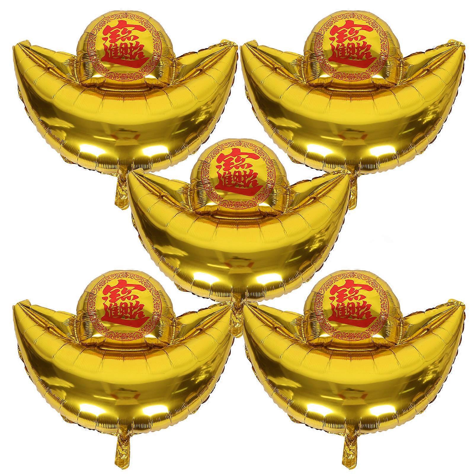 Balloon Decorations for Birthday Party Ingot Shape Aluminium Film Golden 84.00X82.00X0.10CM 5Pcs