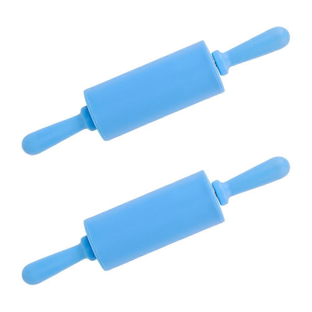 Childrens Clay Tools Creative Rolling Pin For Baking Lovers Kitchen Use 2Pcs Cylindrical Blue