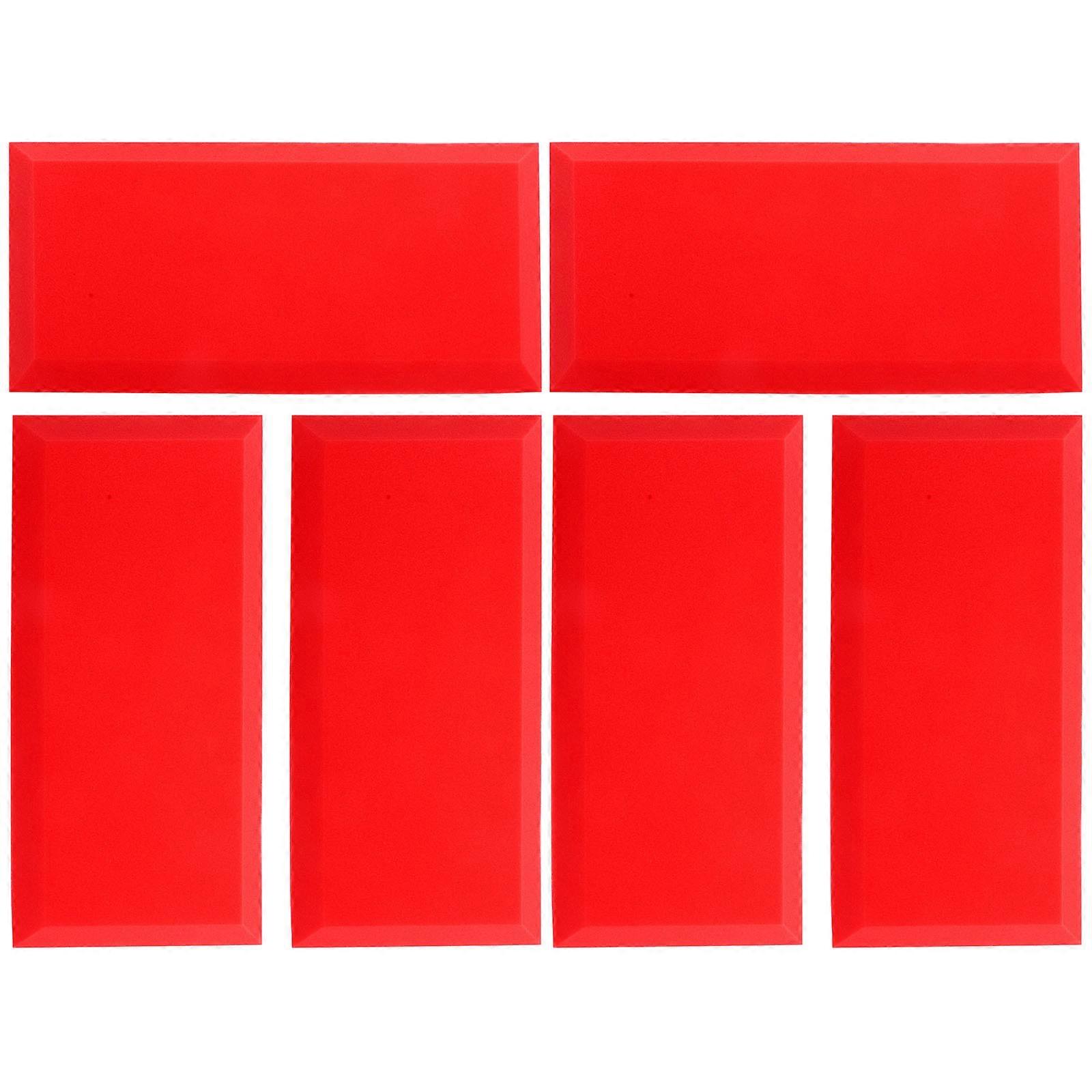 Fabric Soundproof Wall Panels Acoustical Wall Panels Reverberation Control Offices Rectangular Red 6Pcs