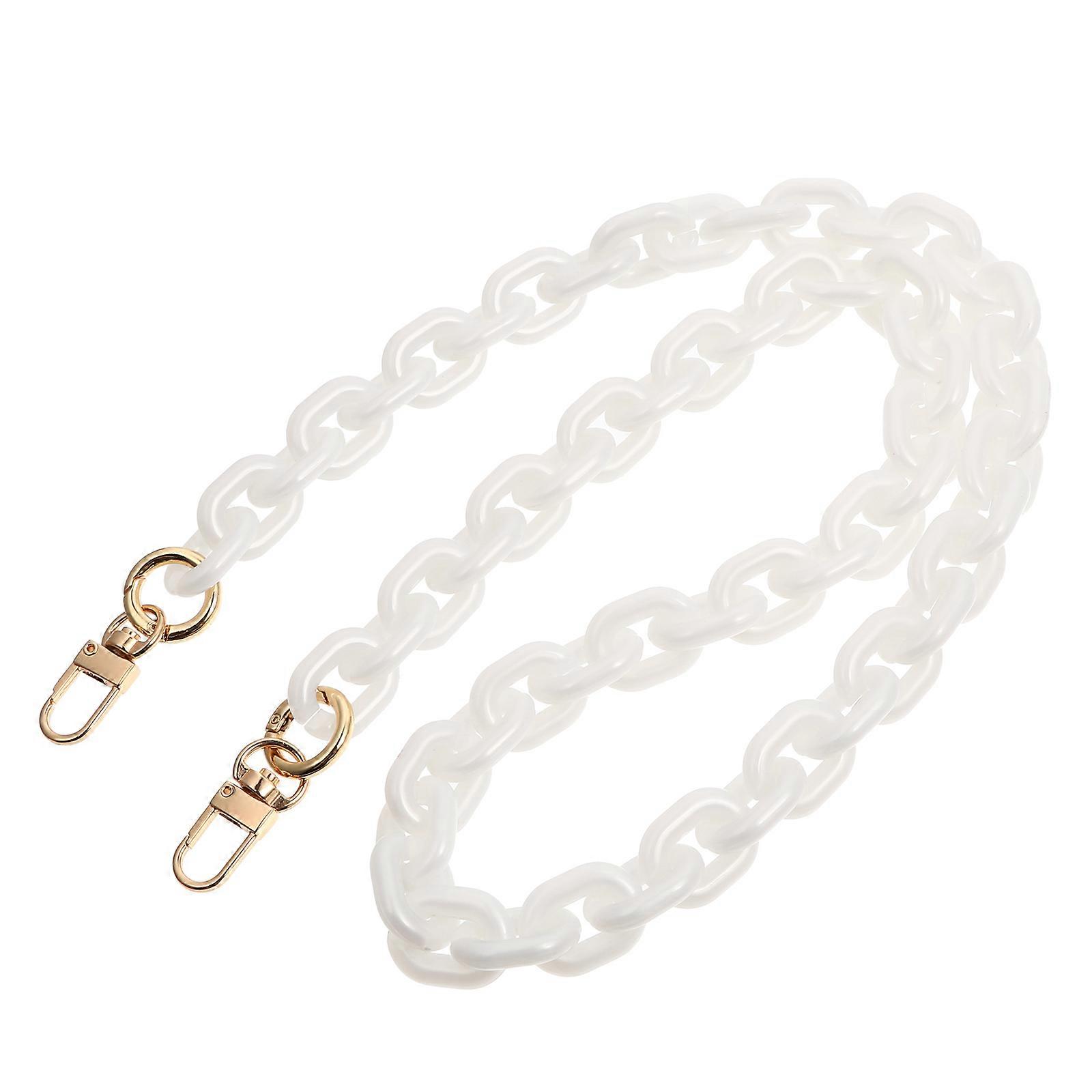 Handbag Replacements Chain White Resin With Metal Buckles For Women's Purses And Handbags 58X1.4X0.4CM Detachable 1Pcs