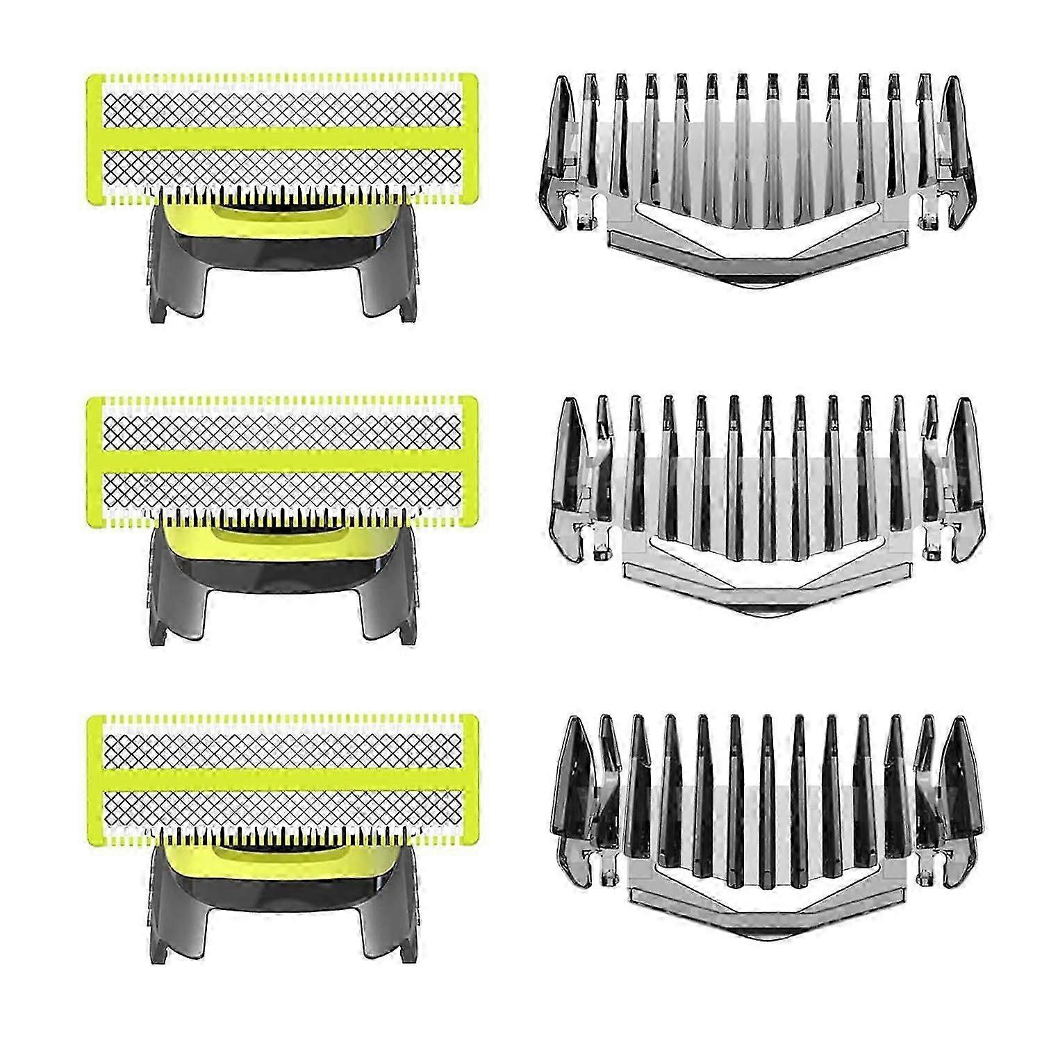 3 Pack Razor Replacement Blades with Comb Set (1mm/3mm/5mm), Replacement Head