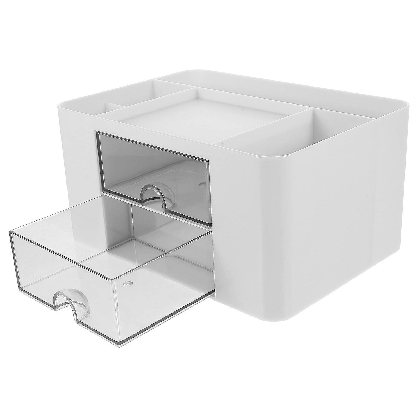 Multi Functional Desk Organizer with Drawer   Lightweight Storage Box for Office, School and Home Supplies   Space Saving Design for Efficient