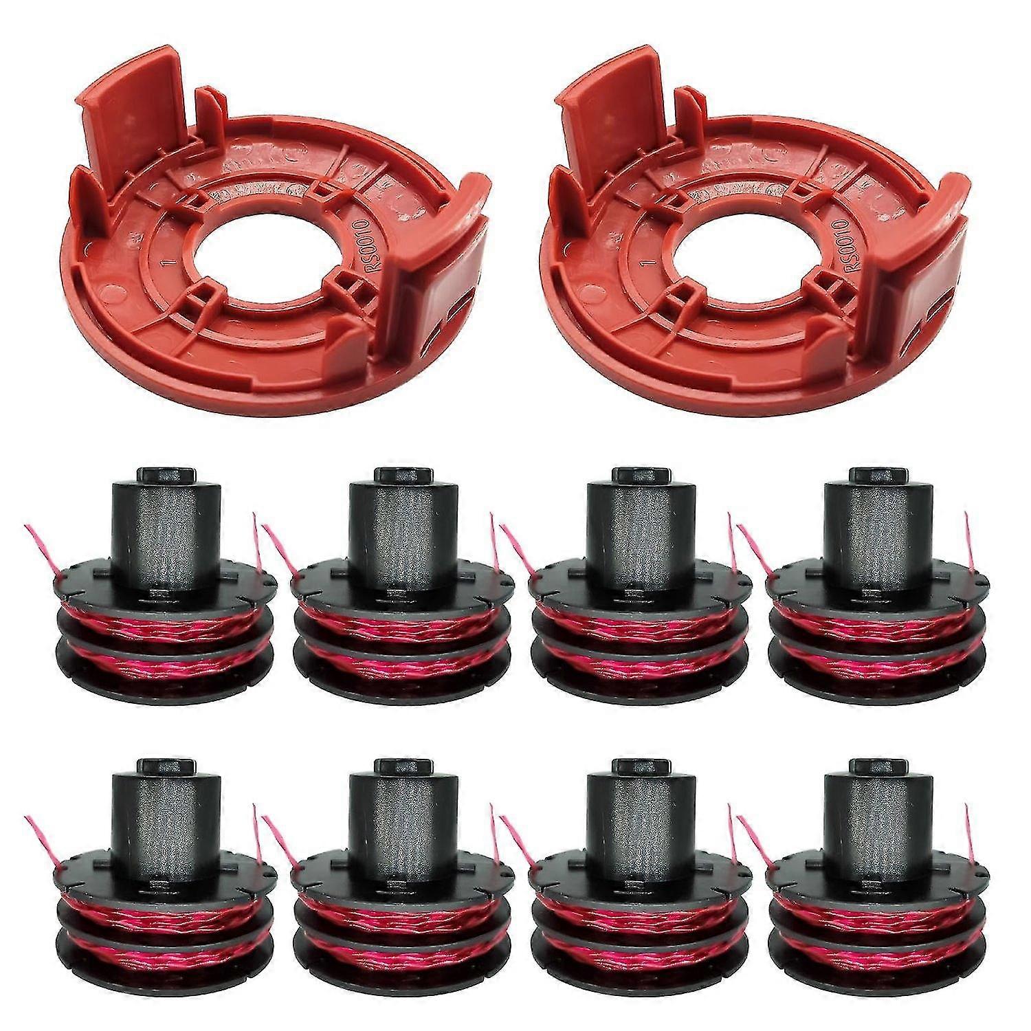 Compatible with AL-KO GTE 350 / GTE 450 / GTE 550 Lawn Trimmer 8 Line Spools with 2 Spool Caps, 1129