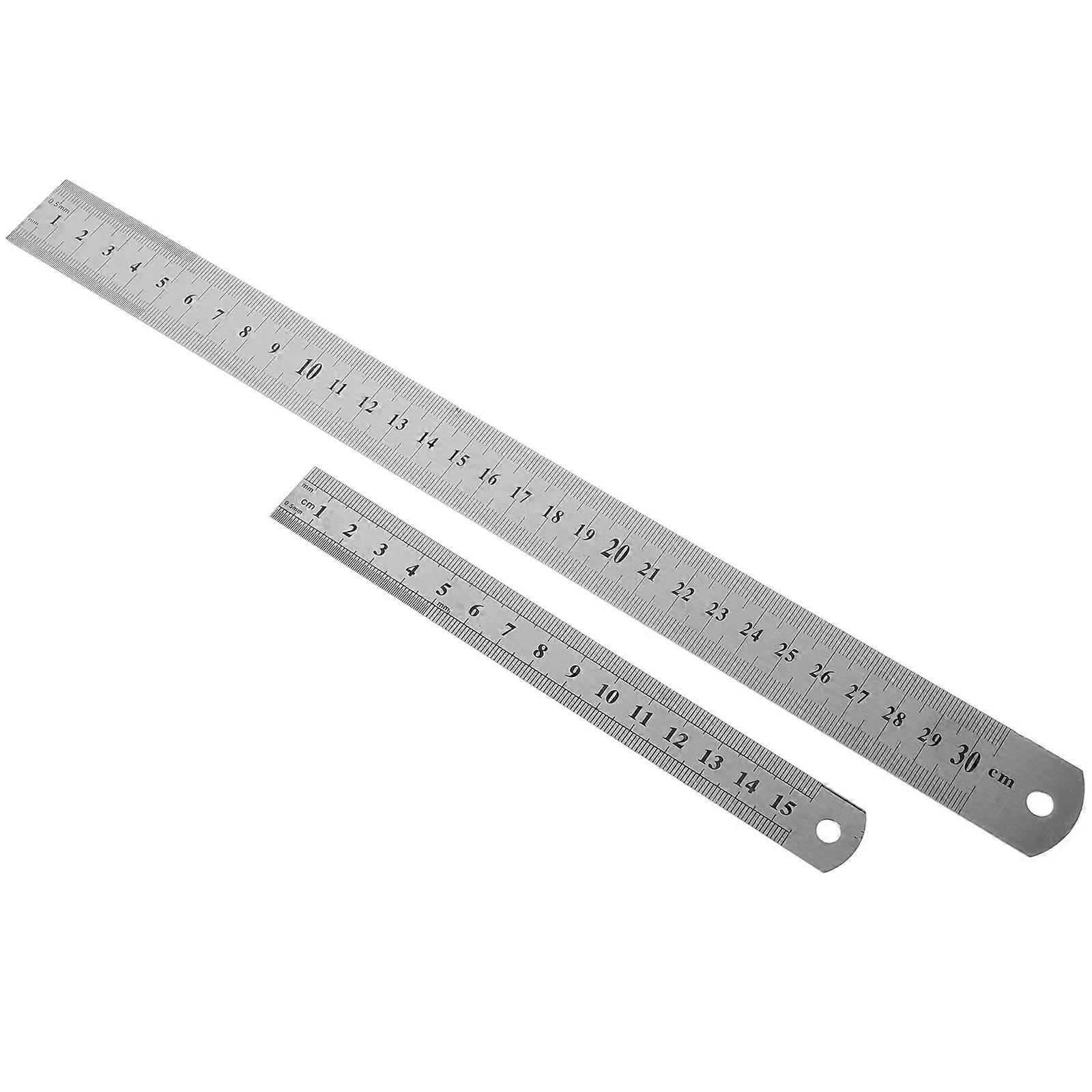 Drafting Ruler Metal Precision Ruler Classroom Use Silver 32.50X2.50X0.50CM Measuring 2Pcs