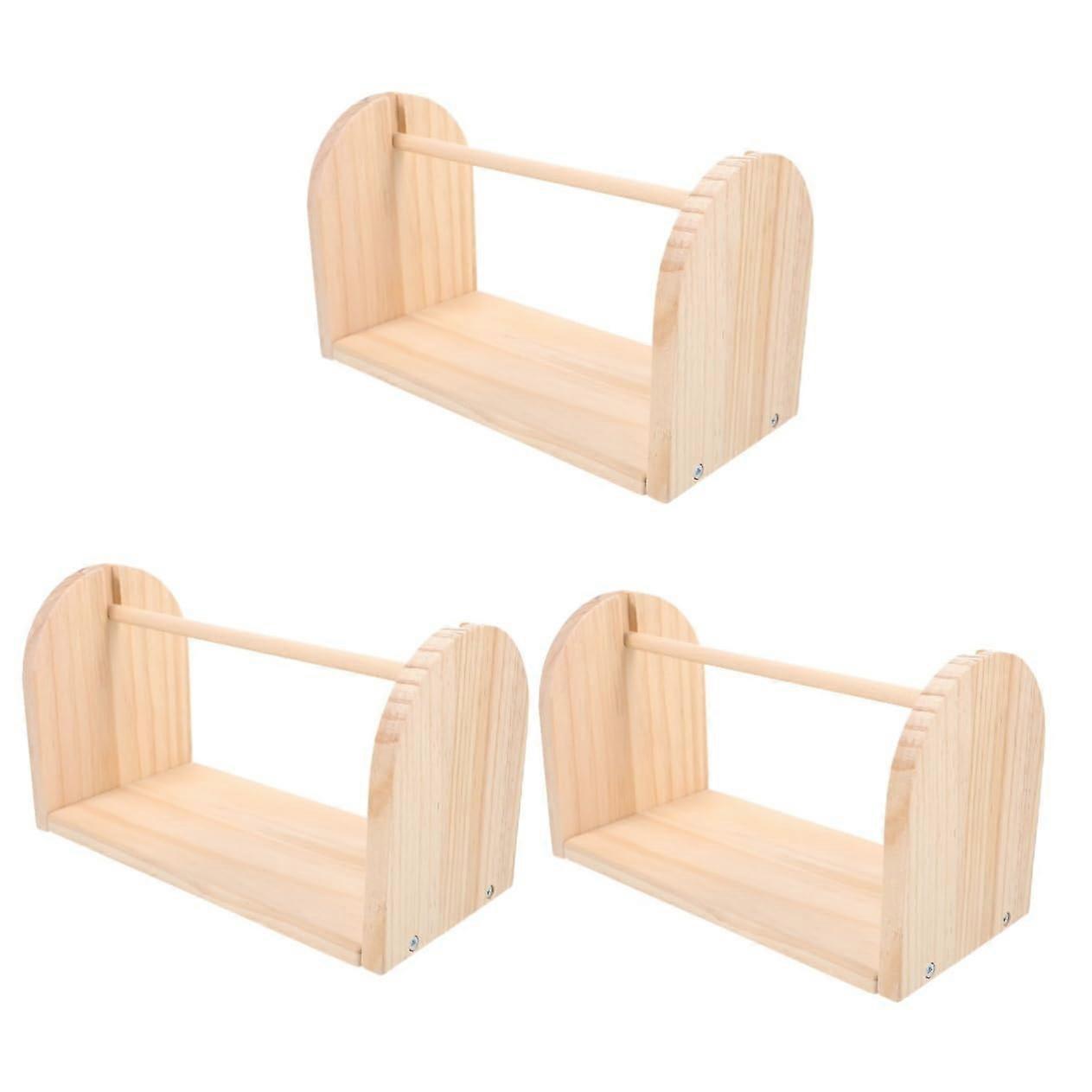 Pack of 3 Wooden Spool Holders for Yarn DIY Bobb Organiser Manual Winding Tool Reusable for Crafts and Projects for Easy Storage Threads