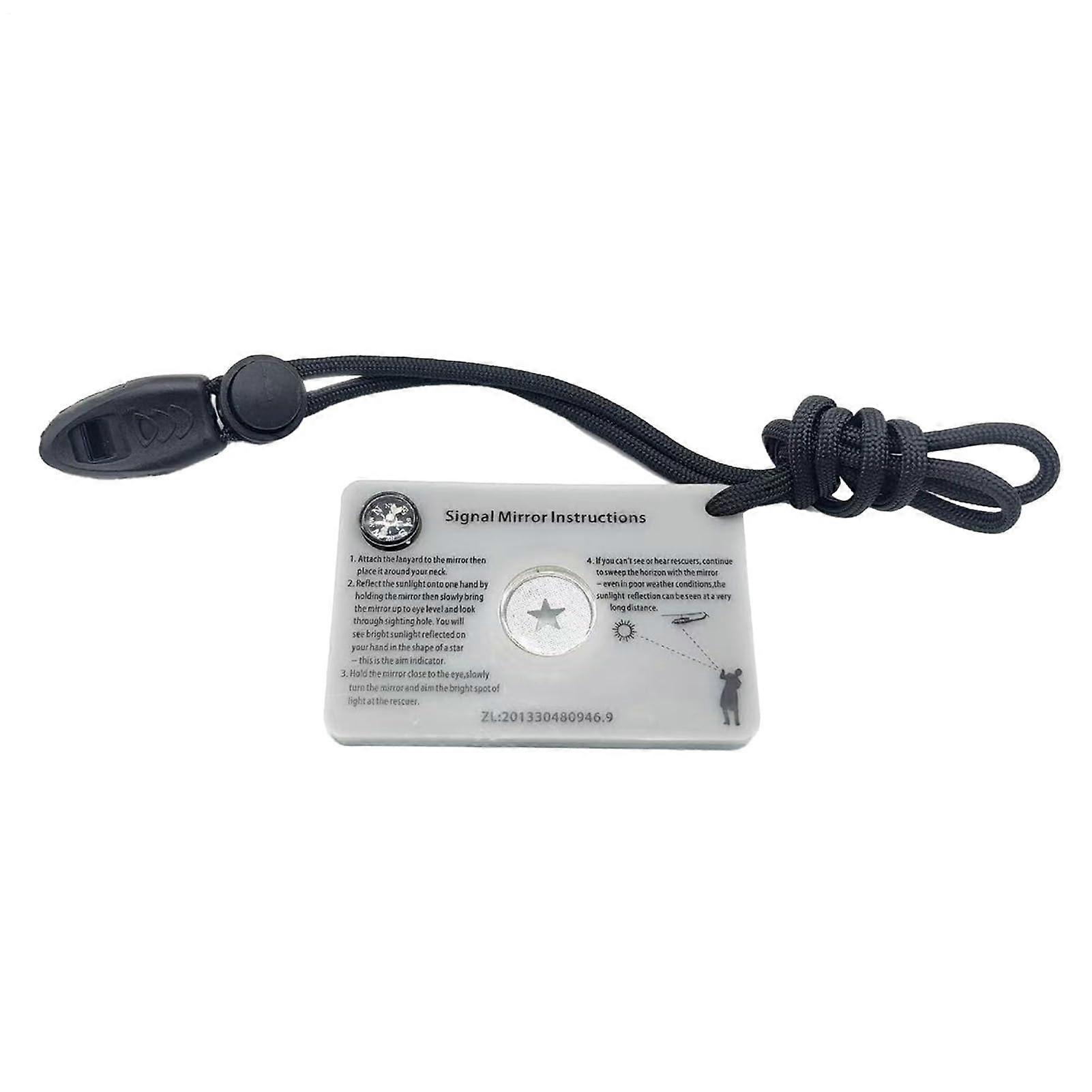 Survival Mirror for Outdoor Compact Mirror With Whistle Signal Reflection Tool Strap Mountaineering Hunting Travel