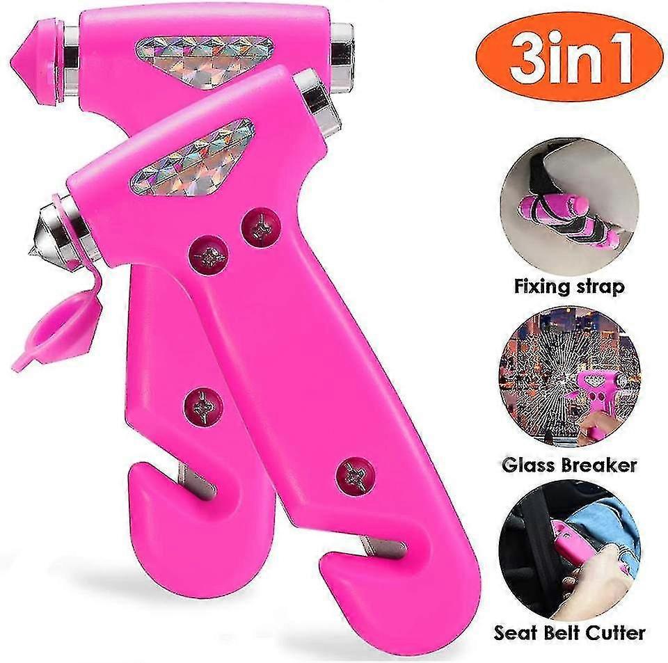 2 Piece Vehicle Safety Hammer, 3-in-1 Emergency Escape Tool with Window Breaker and Seat Belt Cutter