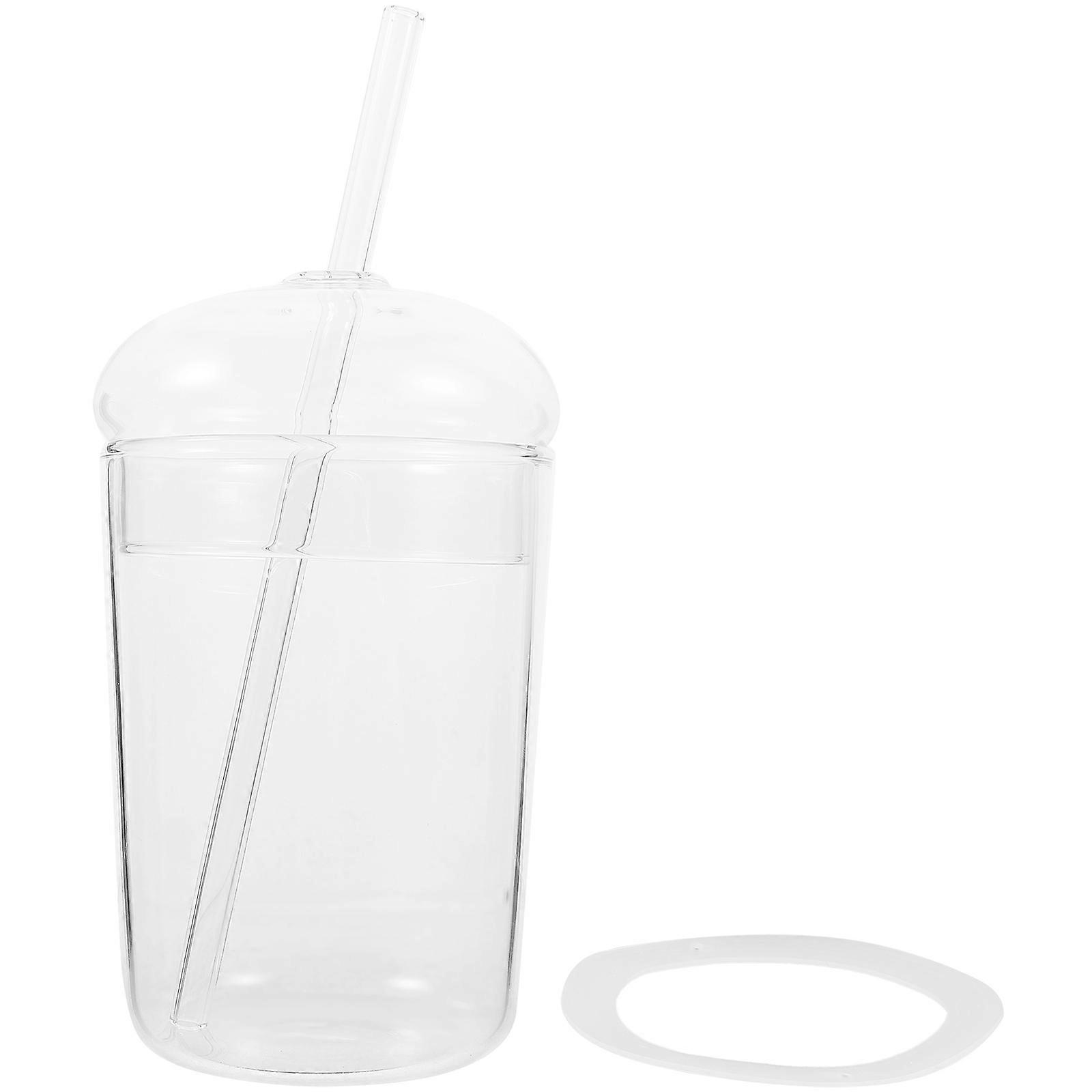 Cups With Lids High Borosilicate Sippy Cup Breakfast Water Cup Transparent 1Pack