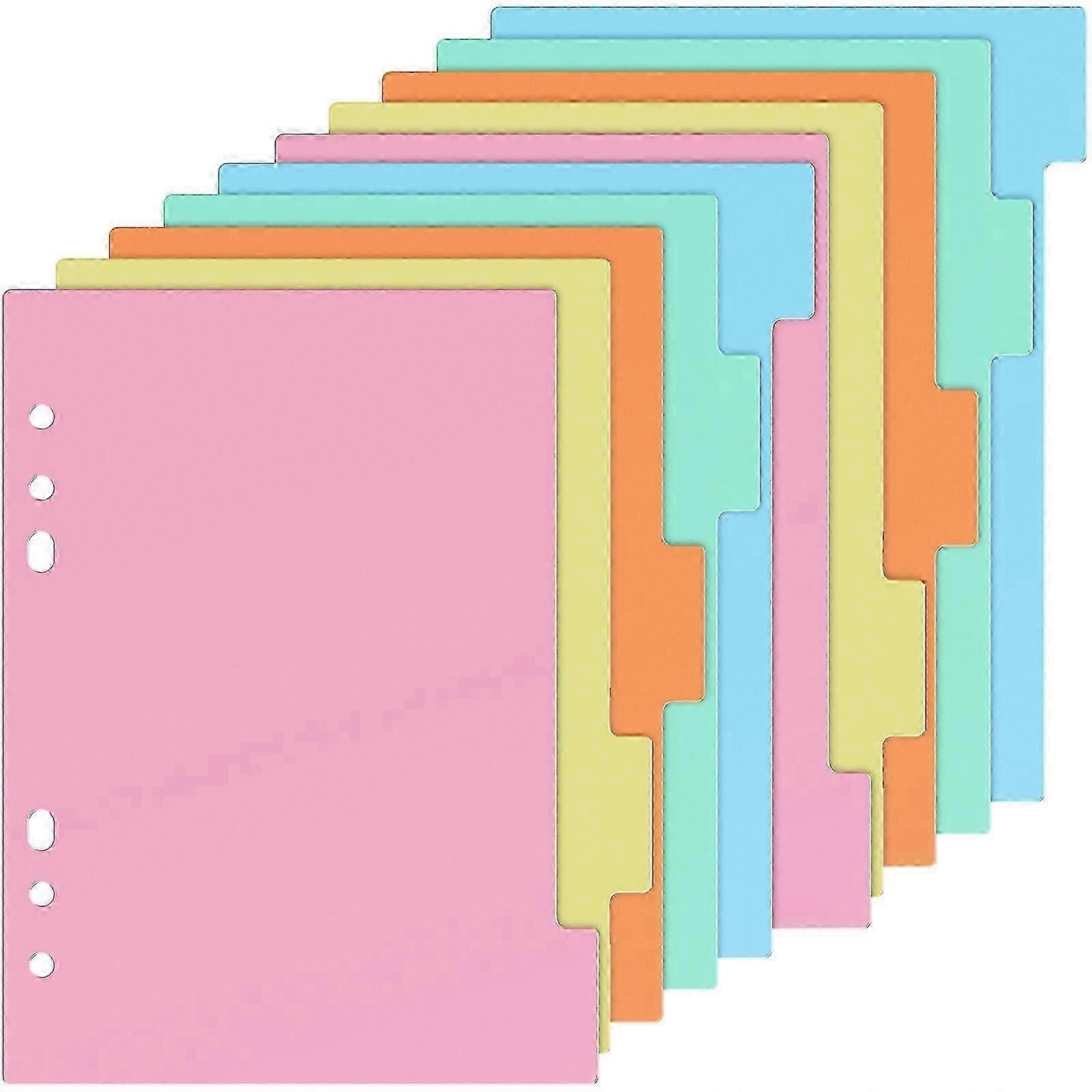 10 Pcs Colored Tabs A5 Dividers A5 Planner Dividers Transparent Binder Dividers Page Dividers A5 Binder Dividers 6 Hole