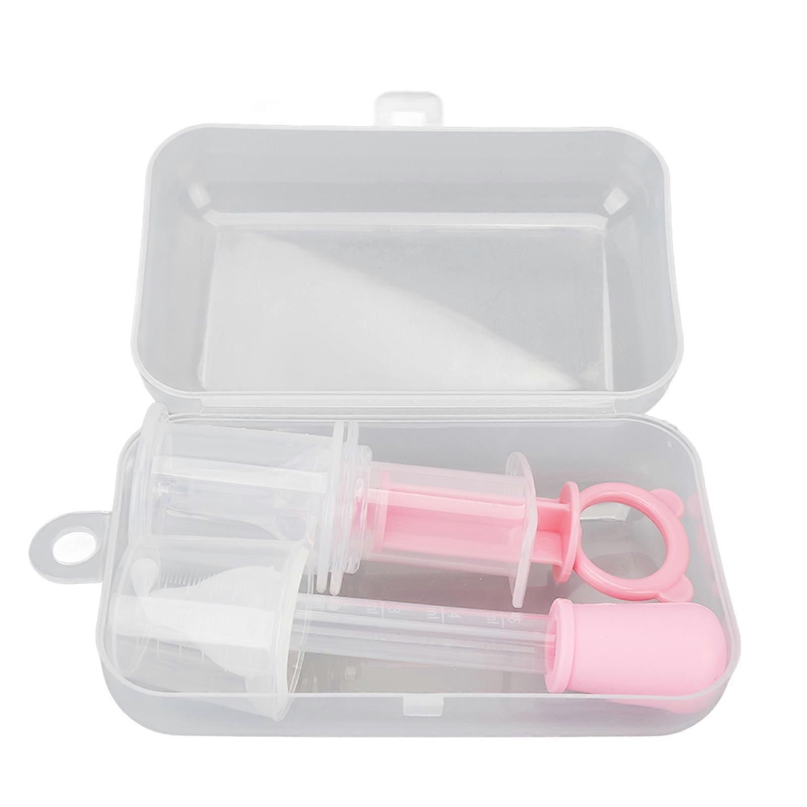 Pet Medicine Feeder Safe Soft Tip High Temperature Resistant Pet Milk Nursing Bottles Syringe with Measuring Cup for Cat Pink