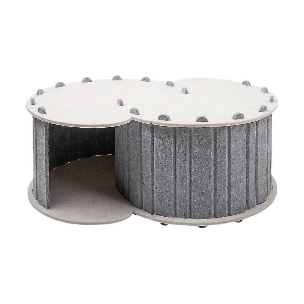 Felt Cat Cave Kitten Play Tube Pet Tunnel for Cats Natural Felted Pet Cave for Playfulness Gray