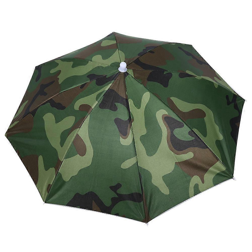 65cm Sunscreen Windproof Head Mounted Umbrella Top Folding Hat Umbrella(Camouflage)