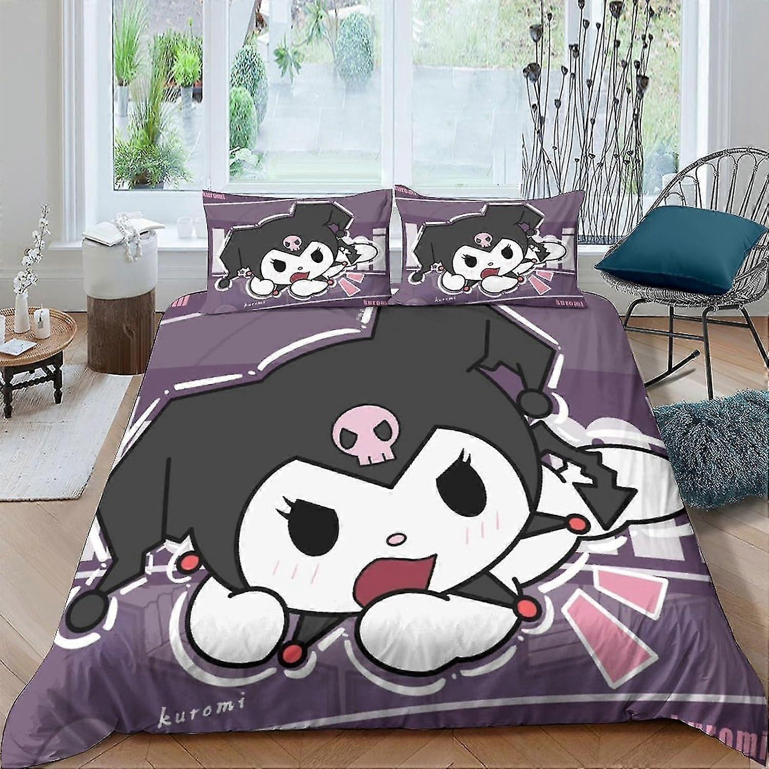 Quilt Cover Set with 3D Print Anime Characters for Teens and Adults, Soft Microfiber Bedding with Zipper Closure