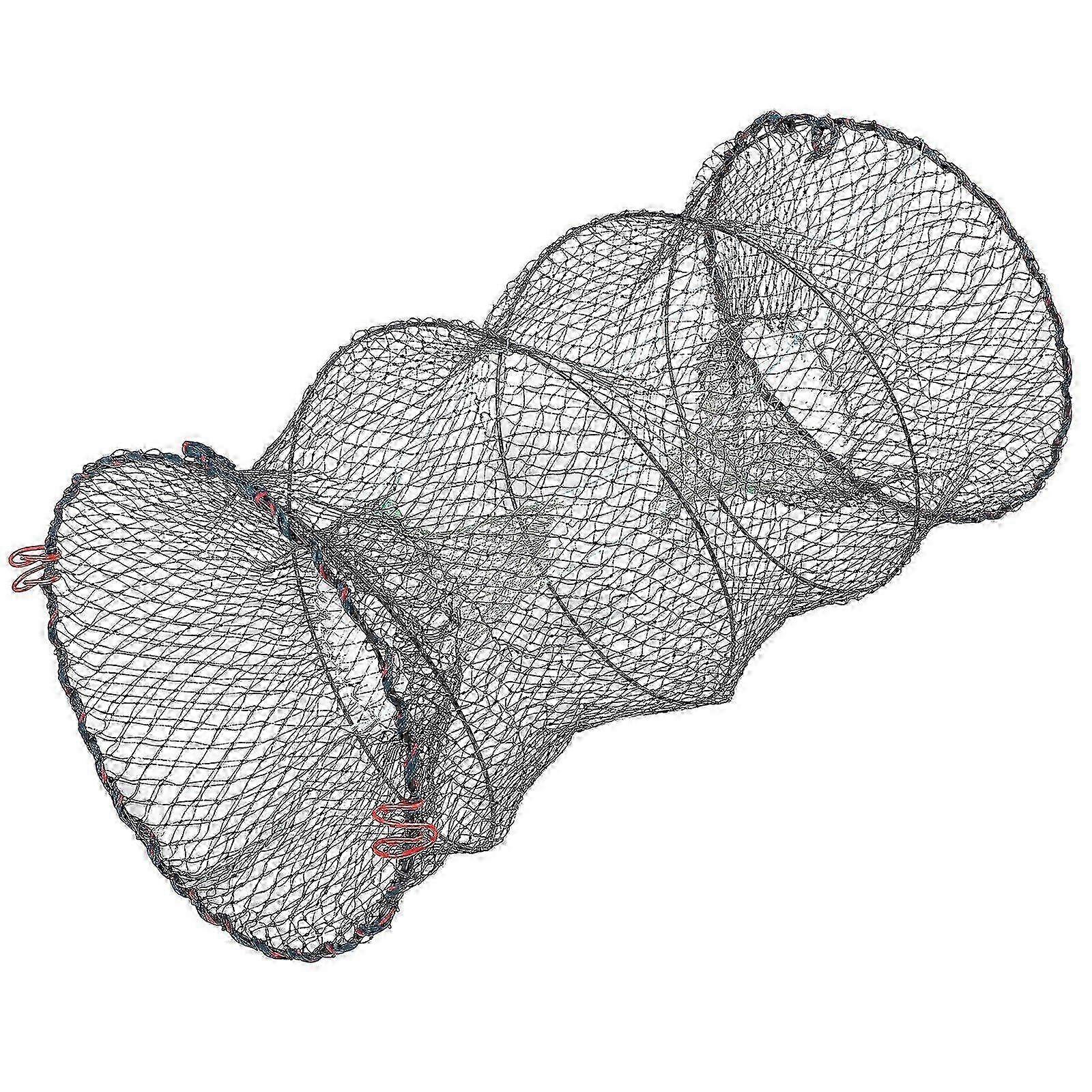 Foldable Portable Fishing Landing Net Shrimp Cage for Fish and Crustaceans (Dense Mesh, Large Size)