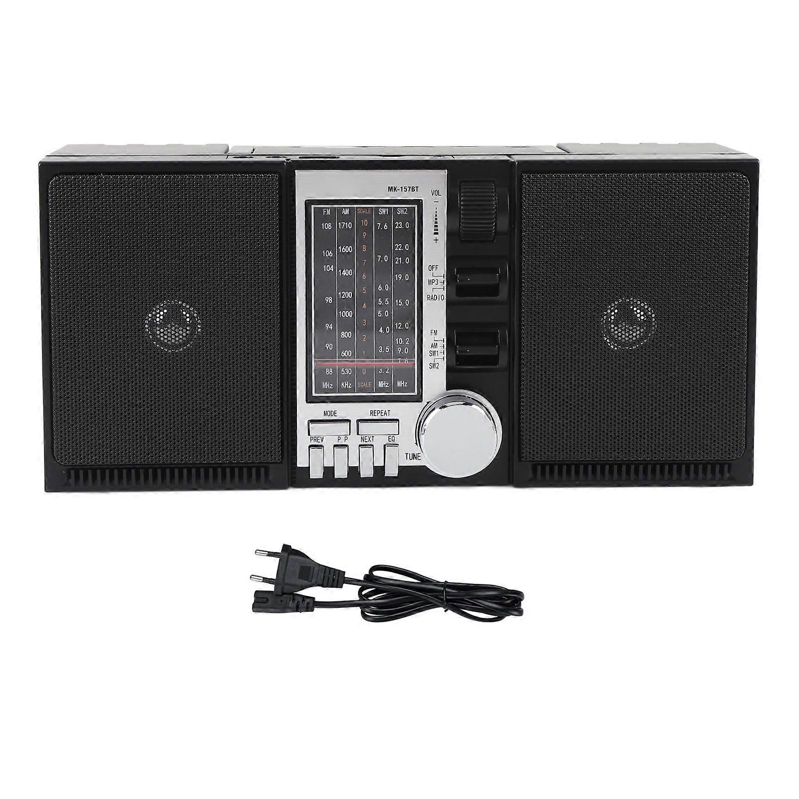 Portable AM FM SW Radio with Bluetooth, Stereo Sound, Long Battery Life, EU Plug