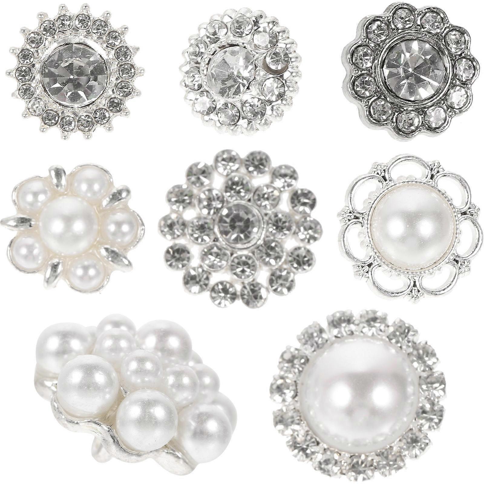 8PCS Diamond Studded Metal Buttons for Clothing Decoration – Durable, Lightweight Rhinestone Embellished Round Shirt Buttons for Cardigans, Crafts &