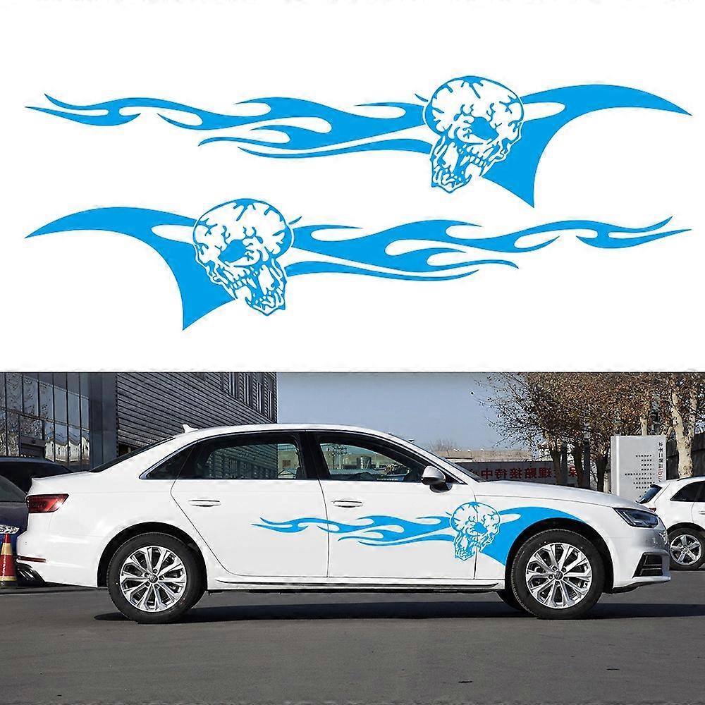 2 PCS/Set D-964 Skull Flame Pattern Car Modified Decorative Sticker