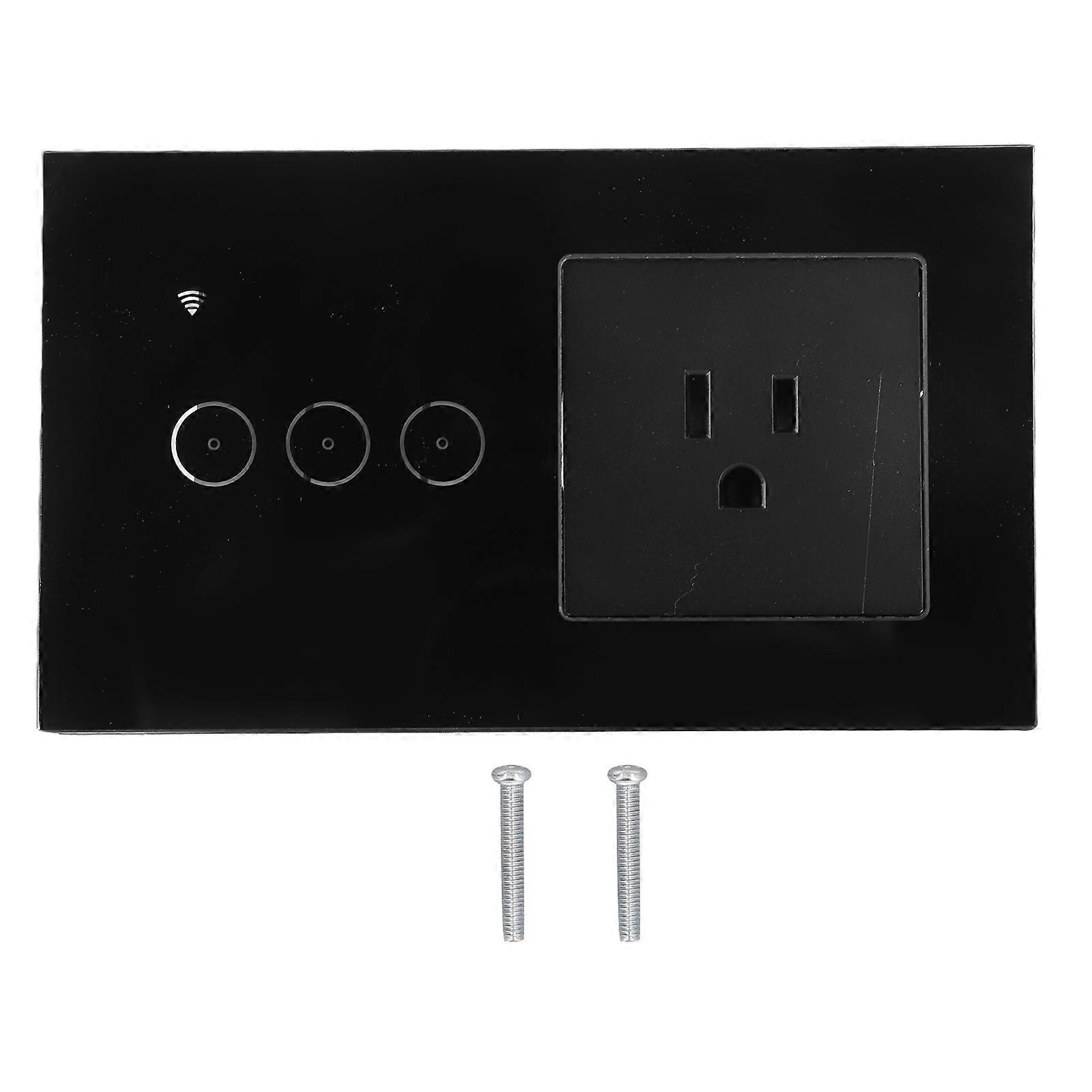 10A 3 Gang Smart Switch Socket Multifunctional Wall Panel Switch WiFi Switch Socket