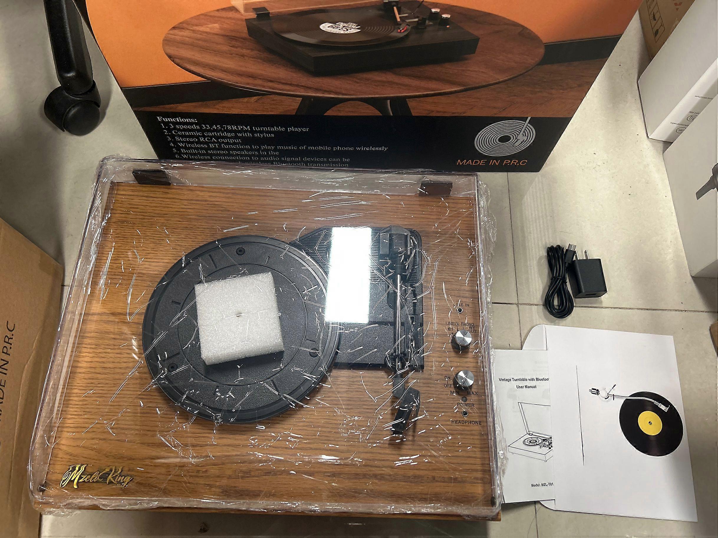 Retro Vinyl Record Player: 3-Speed Turntable with BT5.0, Built-in Speakers, and More