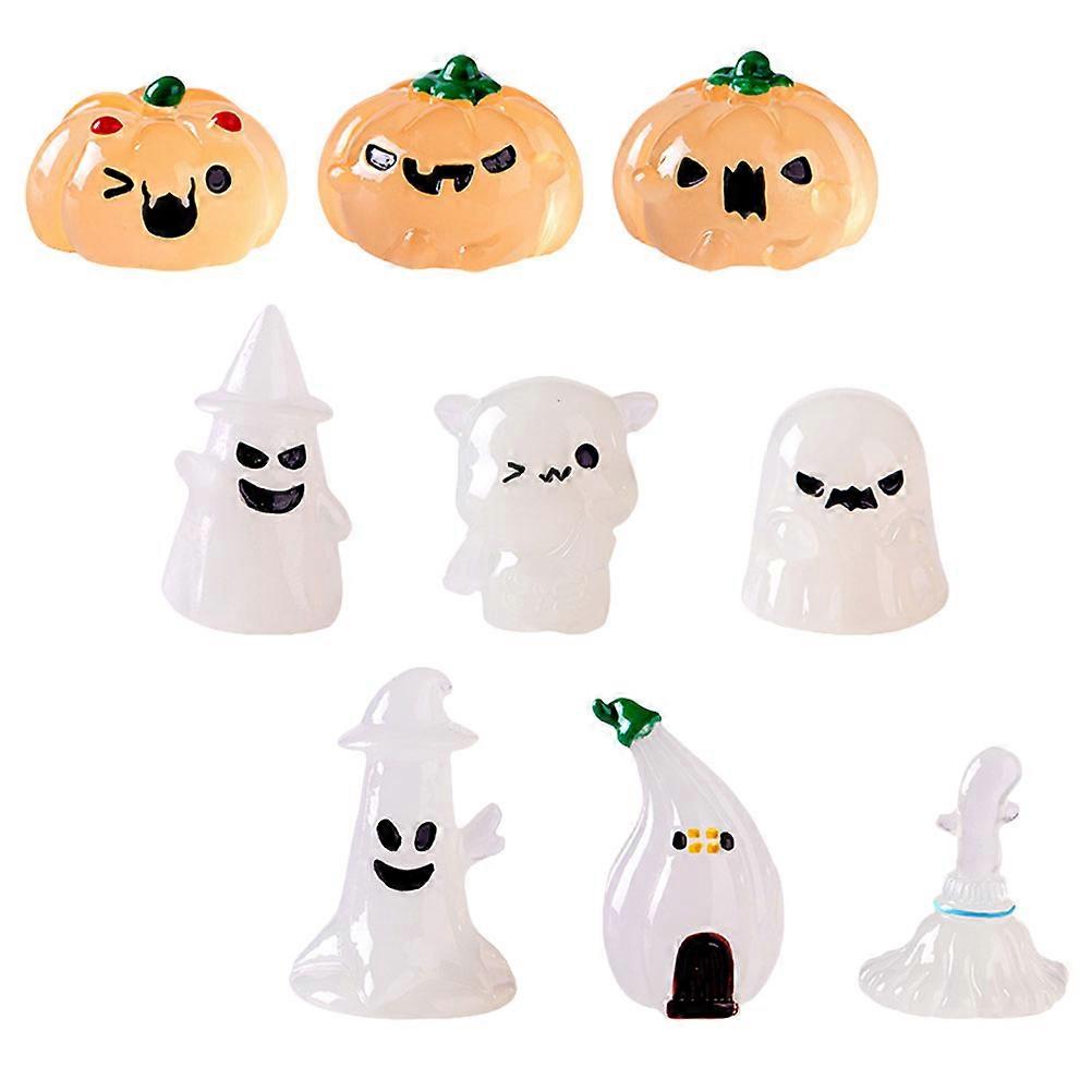 Halloween Miniature Statue Resin Ornaments Mini Props For Mini Gardens Assorted Color 9Pcs