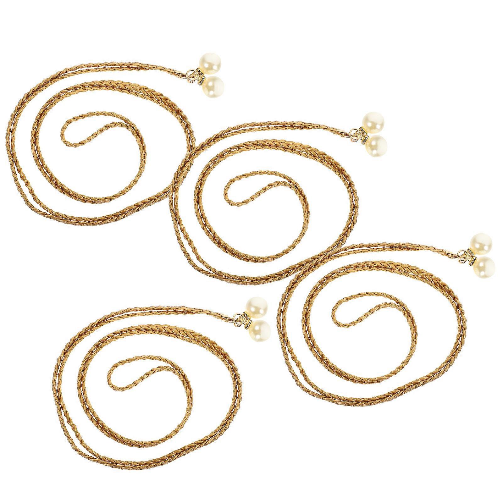 Creative Curtain Tiebacks Braided Drapery Holdback For House-Warming Birthday Occasions Golden 140x0.5x0.5cm 4Pcs