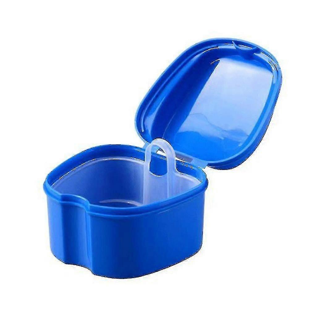 Denture Case, Denture Bath Box Case Dental Orthodontic Retainer, False Teeth Storage Case Box With Strainer