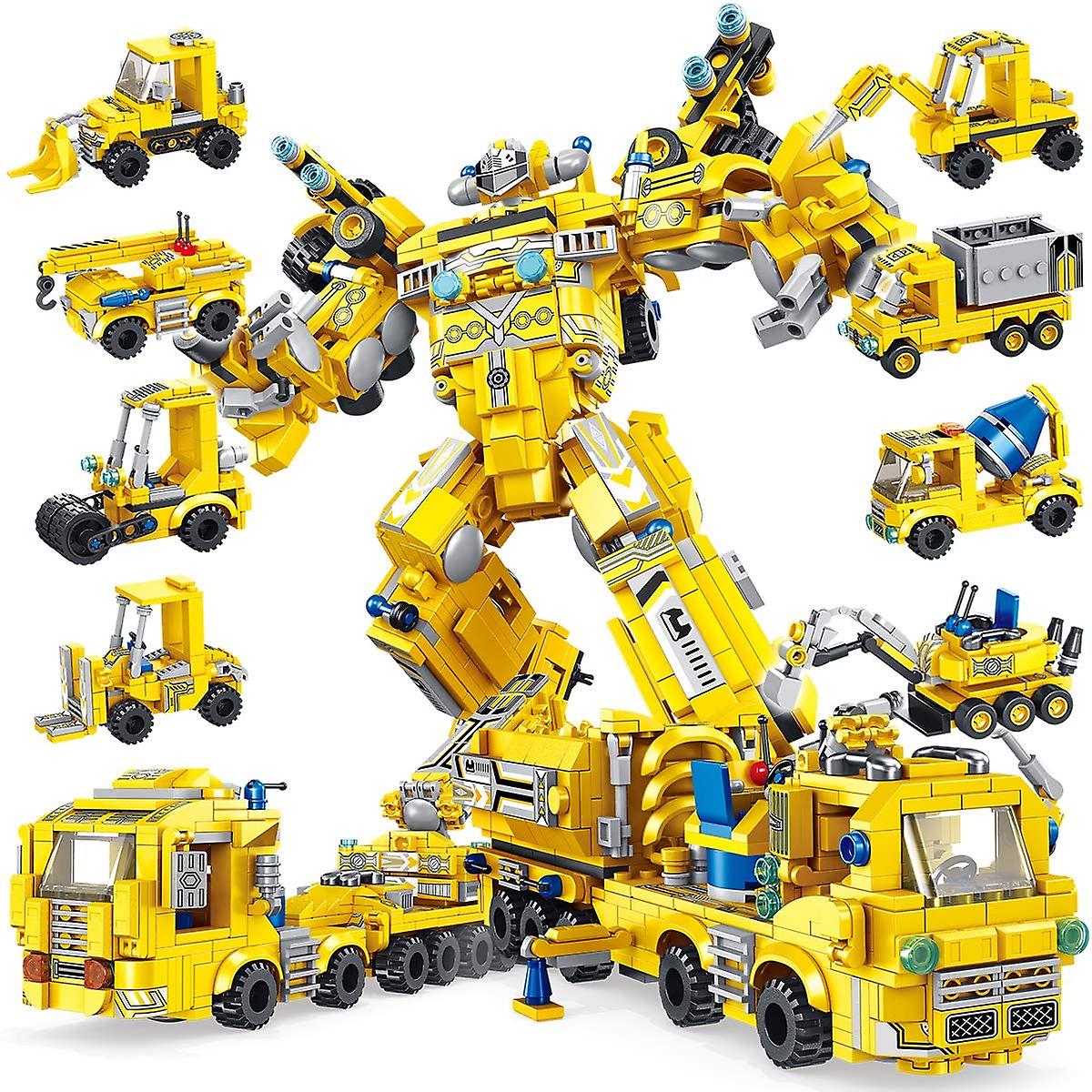Fong 832 Pcs Robot Building Blocks Kit, Stem Engineering Building Bricks Construction Truck Playset, Compatible With