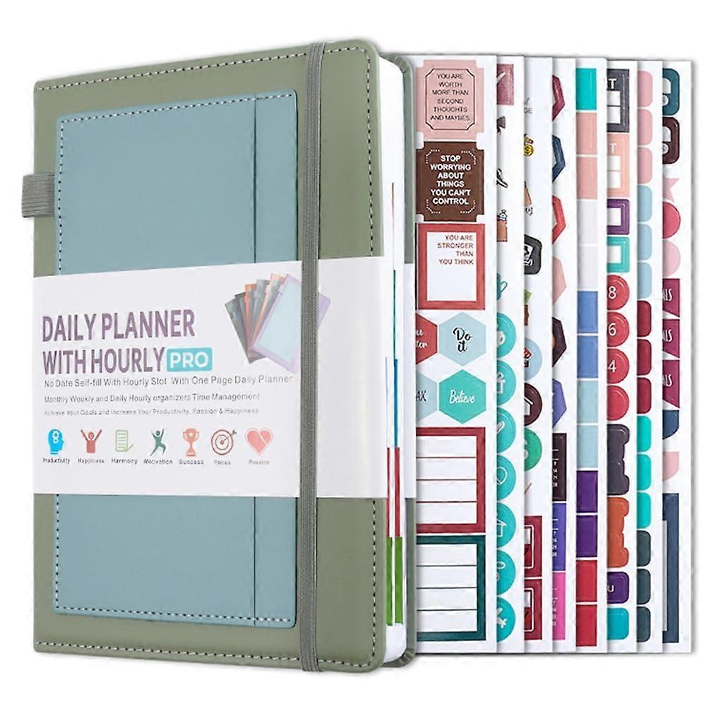 2025 Planner Self-Filling Notebook Matcha Green Weekly Monthly Daily Organizer Journal with Calendar and Notes