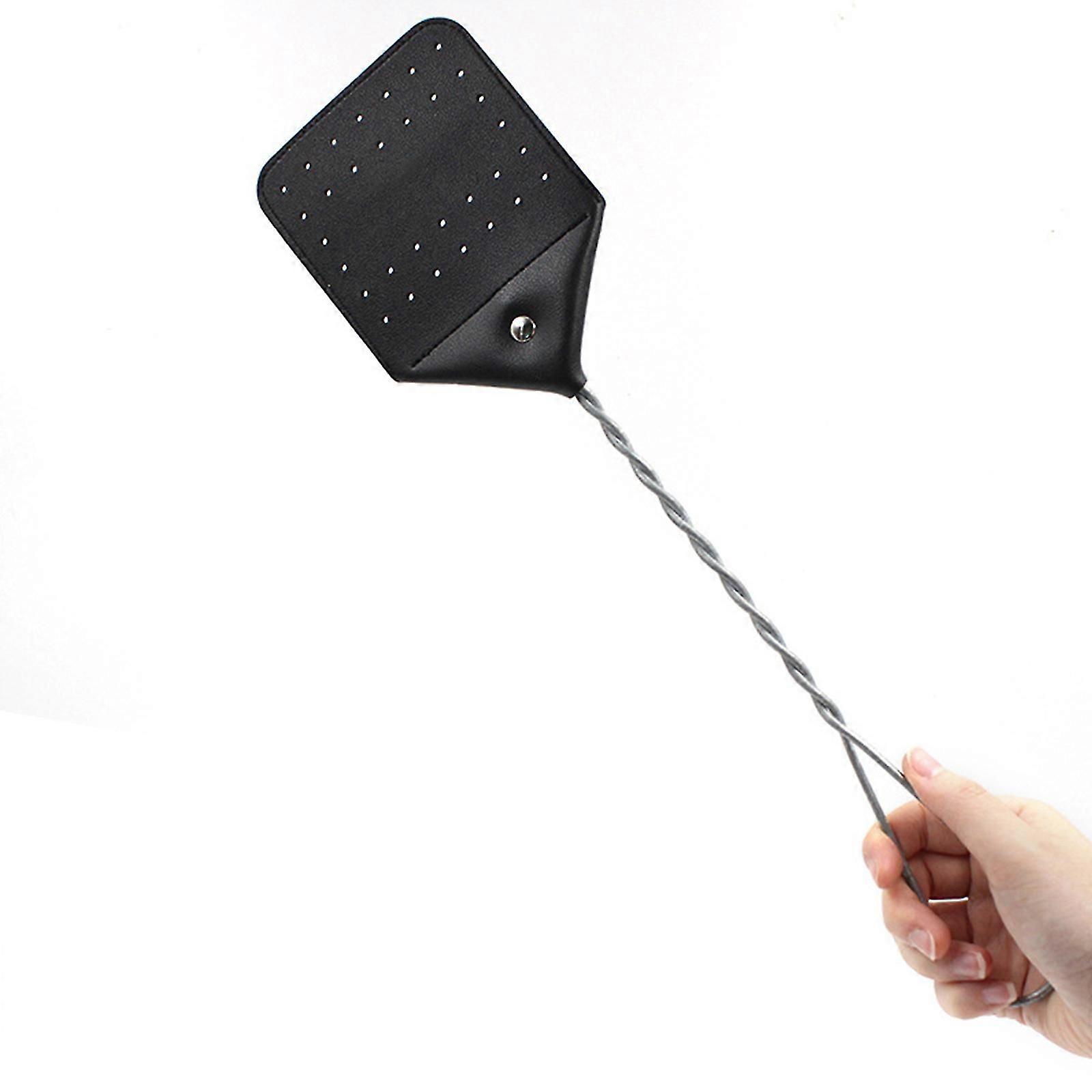 Leather Fly Swatter With Long Durable Metal Handle Indoor Outdoor Bug Swatter
