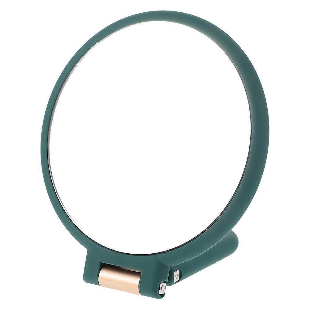 Green ABS Handheld Mirror with Dual-sided Magnification for Home Portable Foldable Beauty Supply