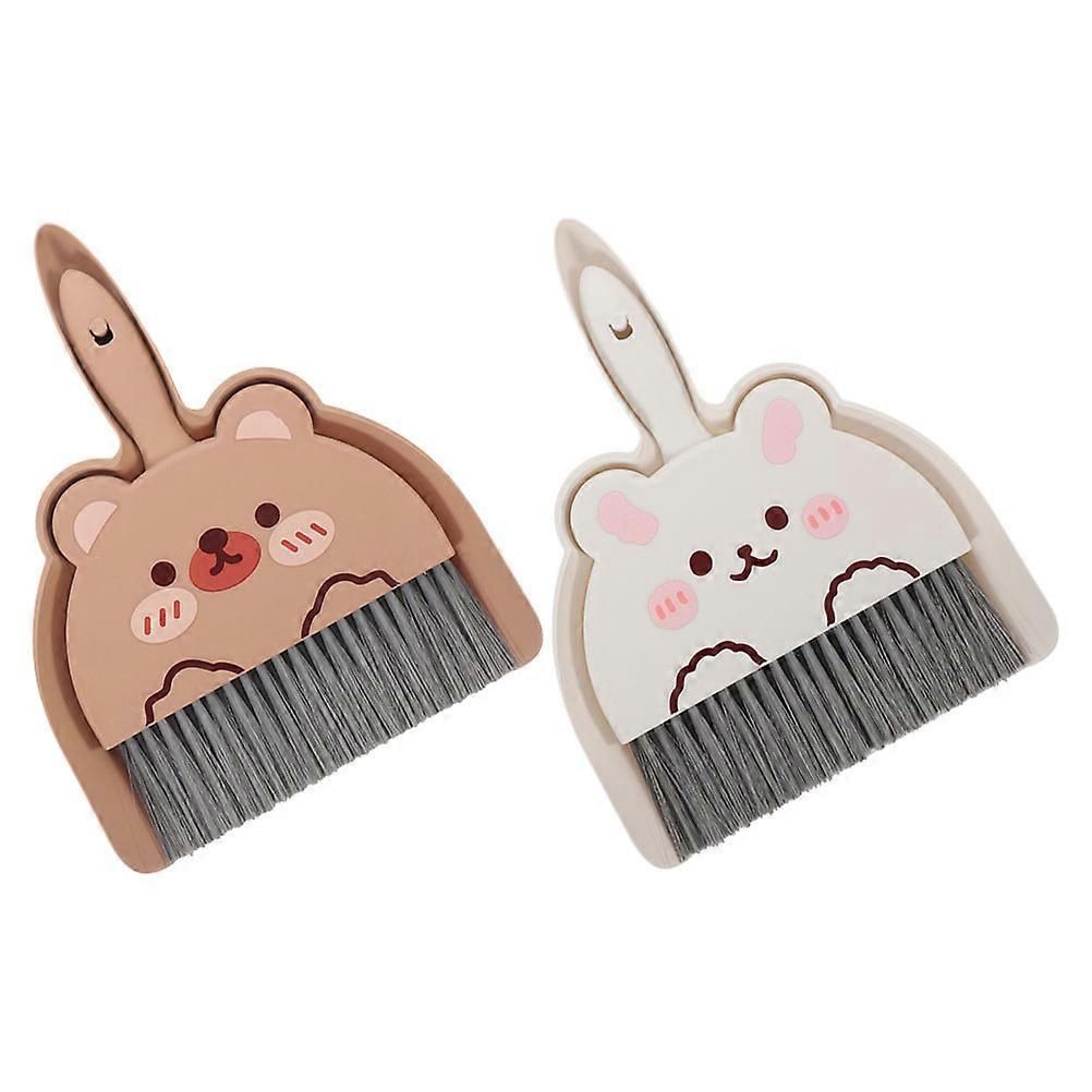 Cartoon Shape Desktop Cleaning Broom Dustpan Set Small Size Lightweight Keyboard Cleaning 23.00X17.50X2.50CM 2Set
