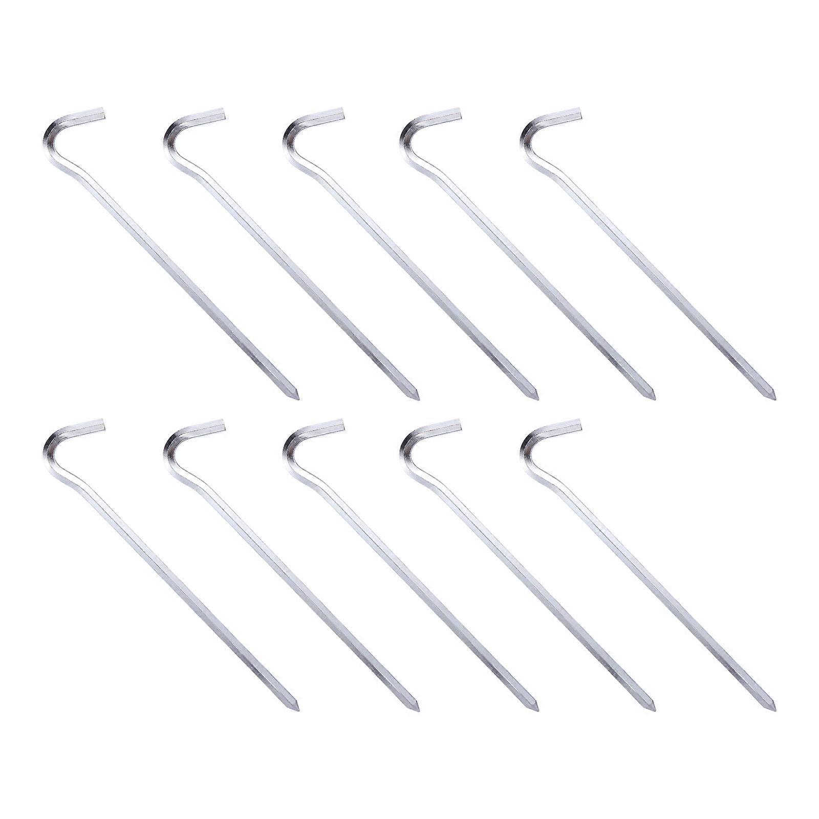 Outdoor Tent Stakes Heavy Duty Tent Pegs Question Mark Shape For Camping Silver 18X1X1CM 10Pcs