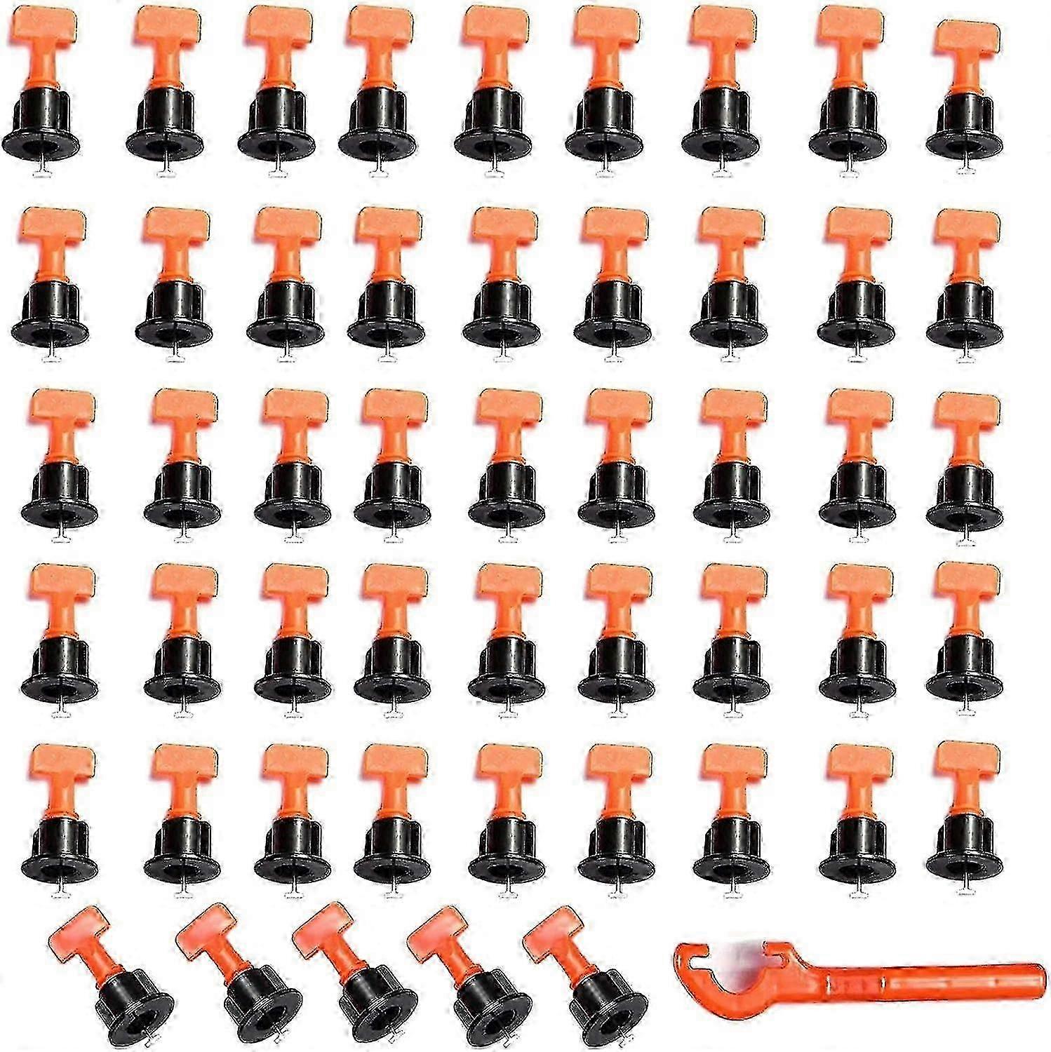 50-Piece Tile Leveling System with Special Wrench - Self-Leveling Tile Spacer for Wall Construction & Perfect Flooring Installation