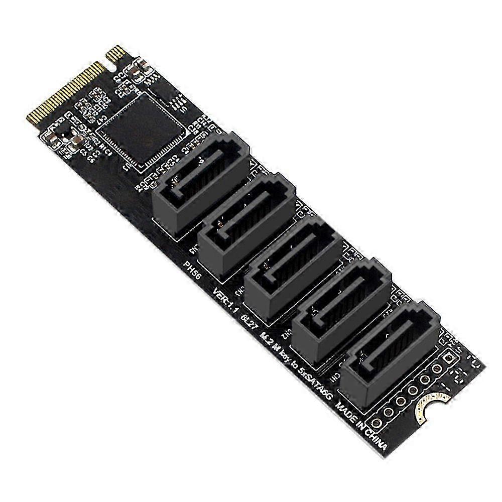 M.2 NGFF PCIE B-Key Sata to SATA 3.0 5 Port Expansion Card 6Gbps Adapter Card JMB585 Chipset M.2 NVME to SATA3.0