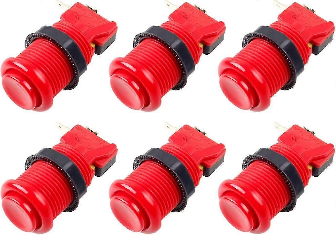6 US standard arcade buttons switchable 28mm buttons (red)