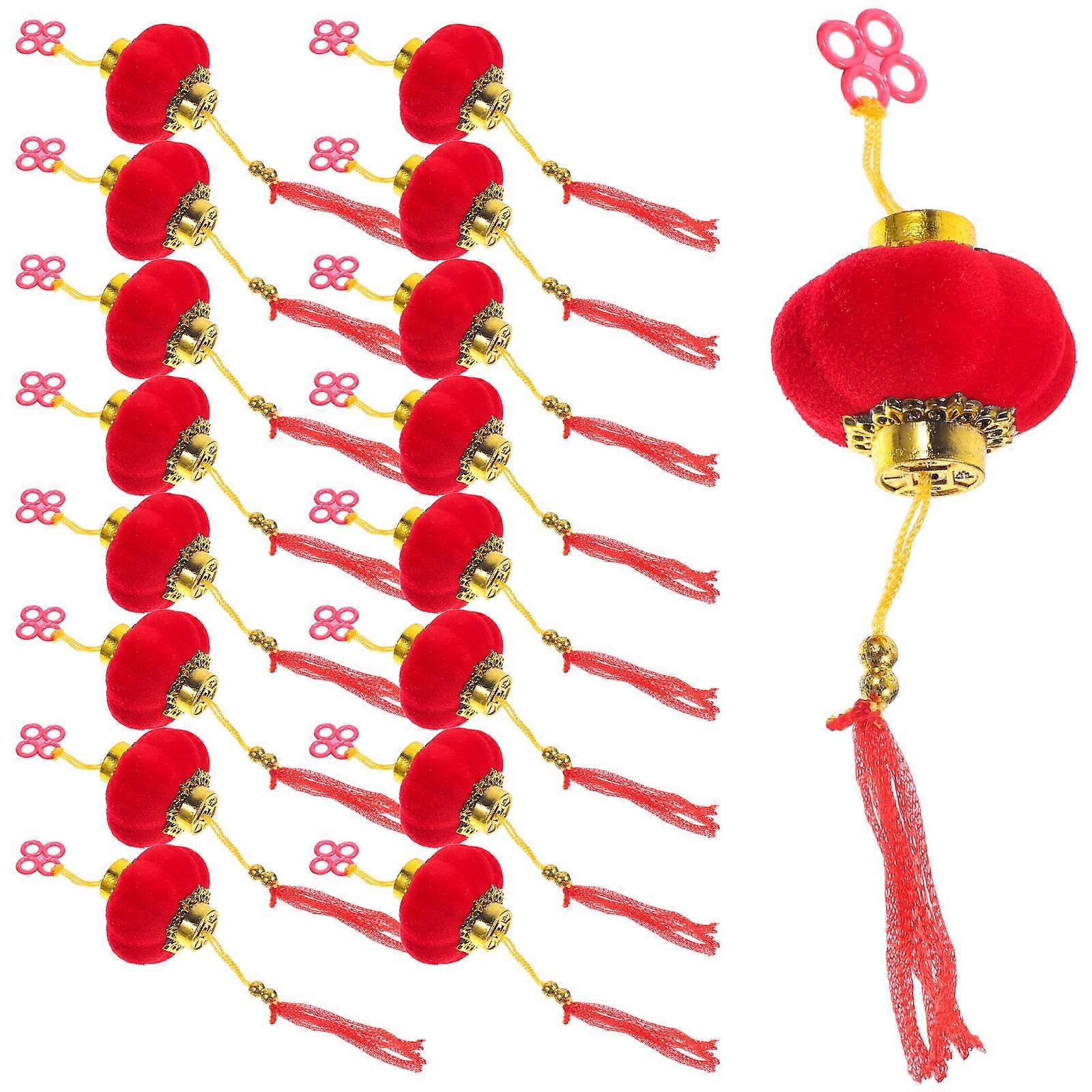 Lantern Festival Chinese Style Design Flocked Cloth Ornaments 3.8X3.8CM 30Pcs