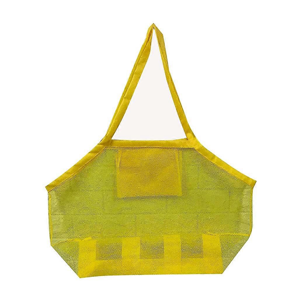 Large Mesh Bag For Kids Beach Sand, Shells Collecting, Yellow Beach Net, Children's Storage Net