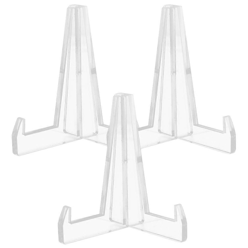 3pcs Acrylic Easel Stand for Plate Display, Decorative Photo Holder Rack for Artwork, Sturdy Showcase for Porcelain Cups and Plates