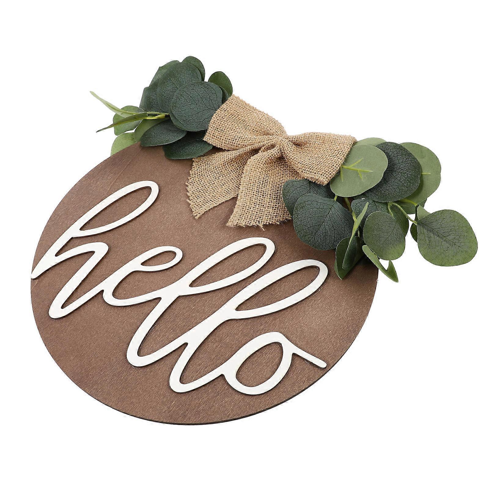 Wooden Round Hello Board Hanging Decor For Homeowners With Rustic Style 30X30Cm 1Set