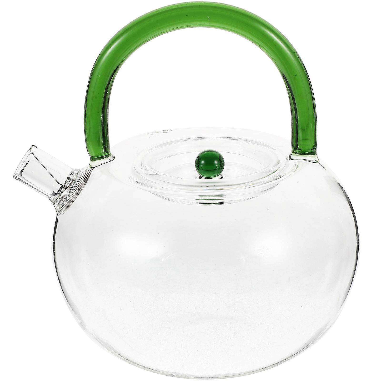 Green Glass Teapot for Storage Use Heat and Cold Resistance Suitable for Home and Office 3.5L