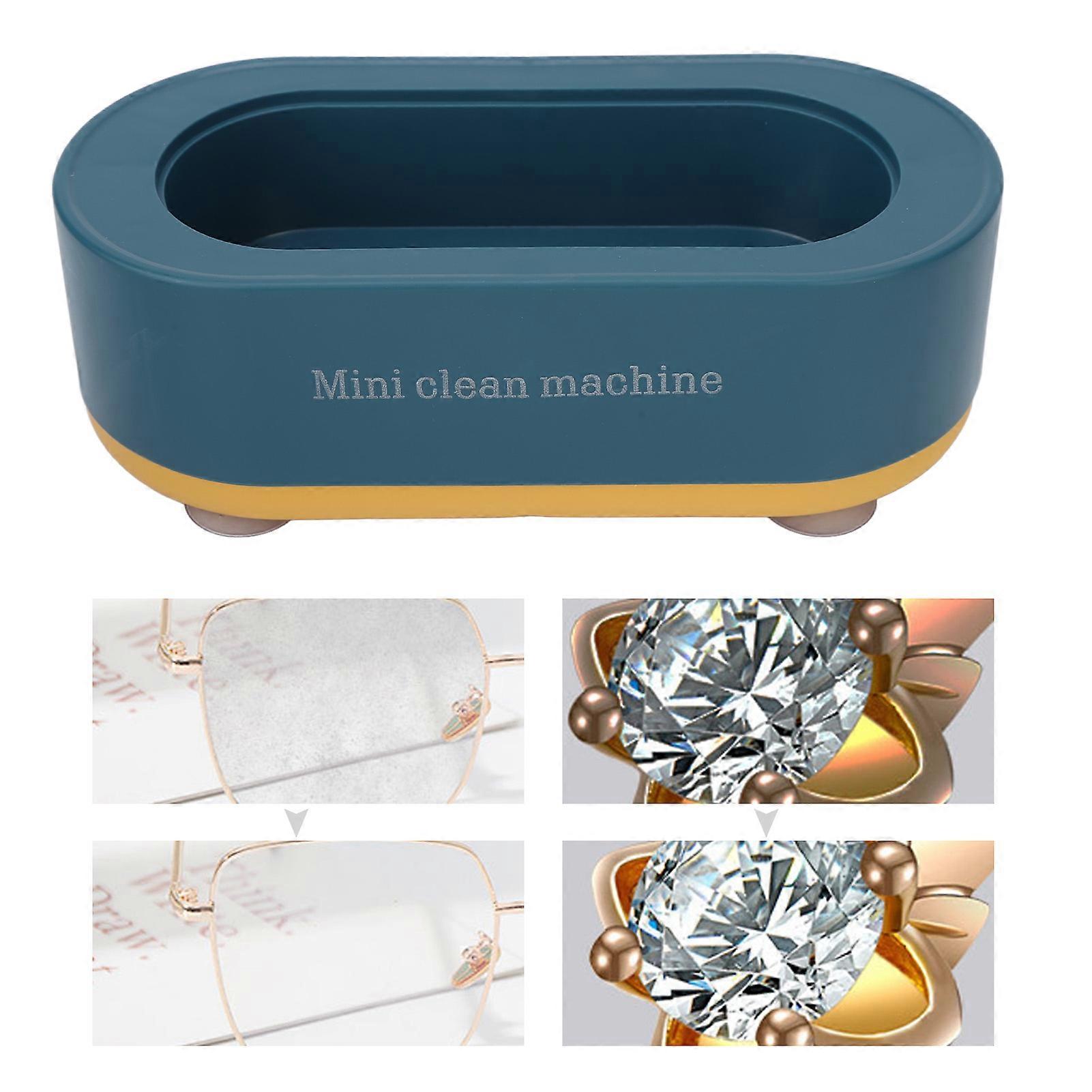 Ultrasonic Jewelry Cleaner Machine Automatic High Frequency Vibration Portable Ultrasonic Cleaner for Home Blue 