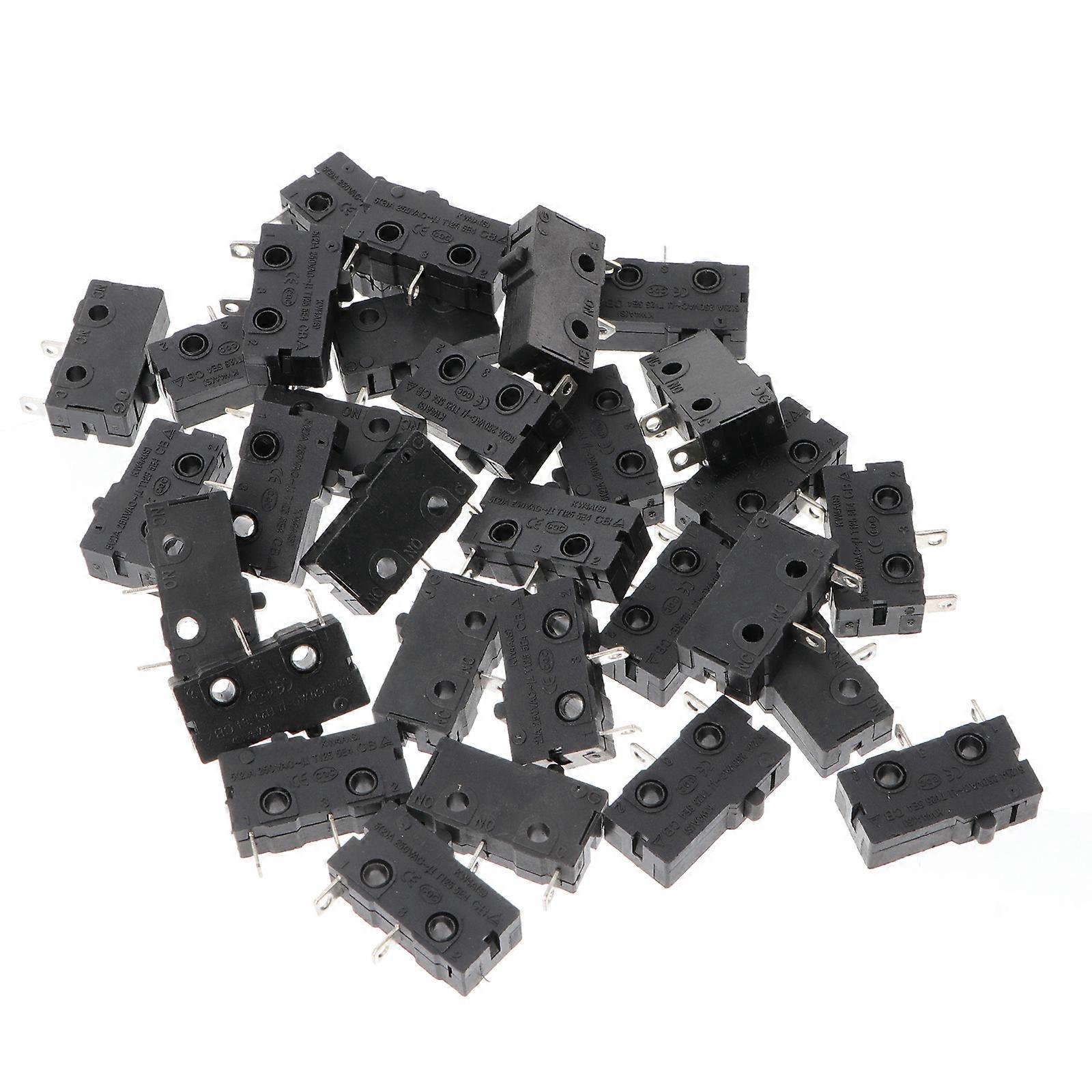 30pcs Microswitch Limit Travel Switch Momentary Push Button Copper Contacts Pin Micro Limit Switches Home Appliance Control
