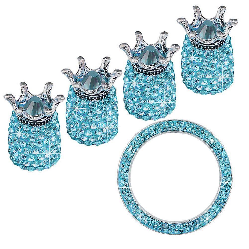 Shape Rhinestone Car Stem Caps with Ignition Button Ring Set of 5 Universal for Car 4pcs 1pc