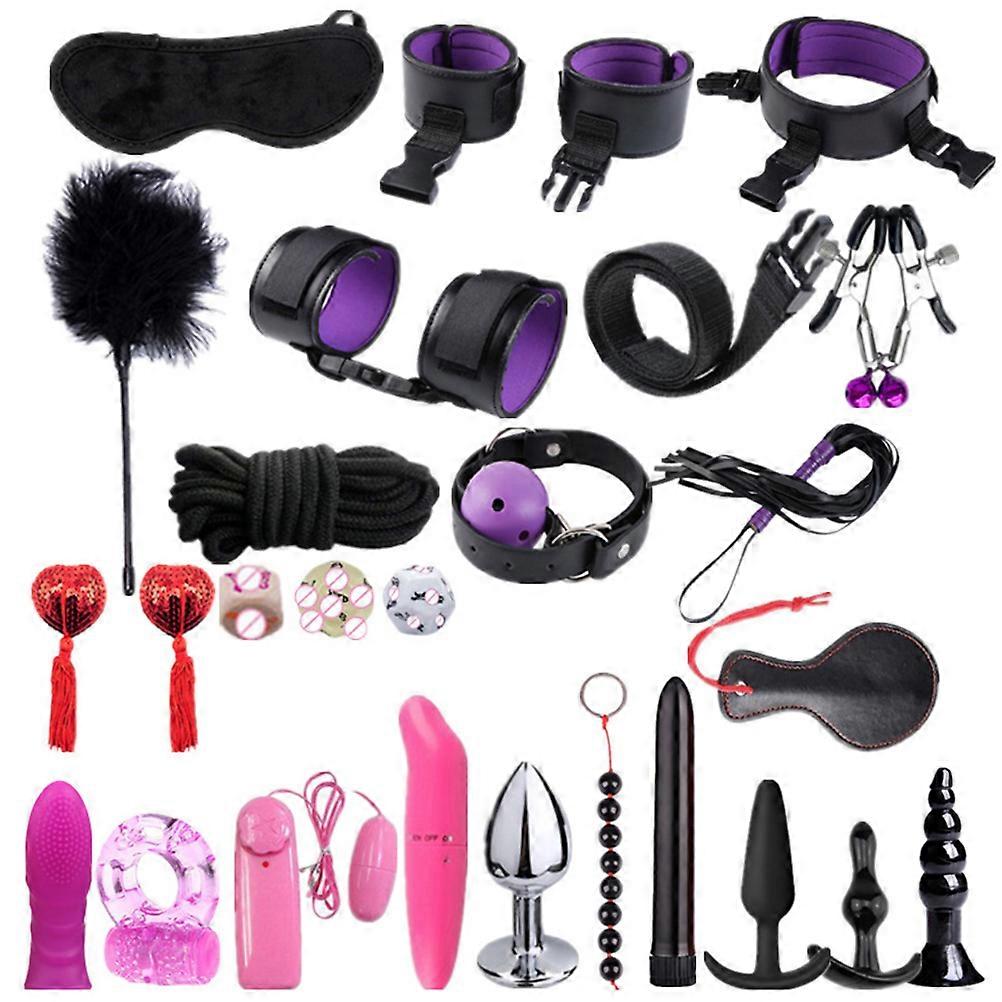 26 قطعة مجموعة الجنس لعبة جلد PU مجمعة مجموعة ربط SM مجموعة للأزواج البالغين بدلة مثيرة للأزواج اللعب