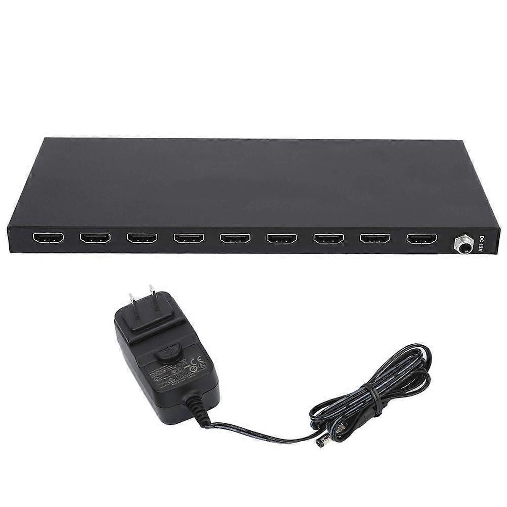 1x8 HD Multimedia Interface Video Splitter with 4K 60Hz HDCP 2.2 and EDID Management, 1 In 8 Out Switcher, 100-240V US Plug