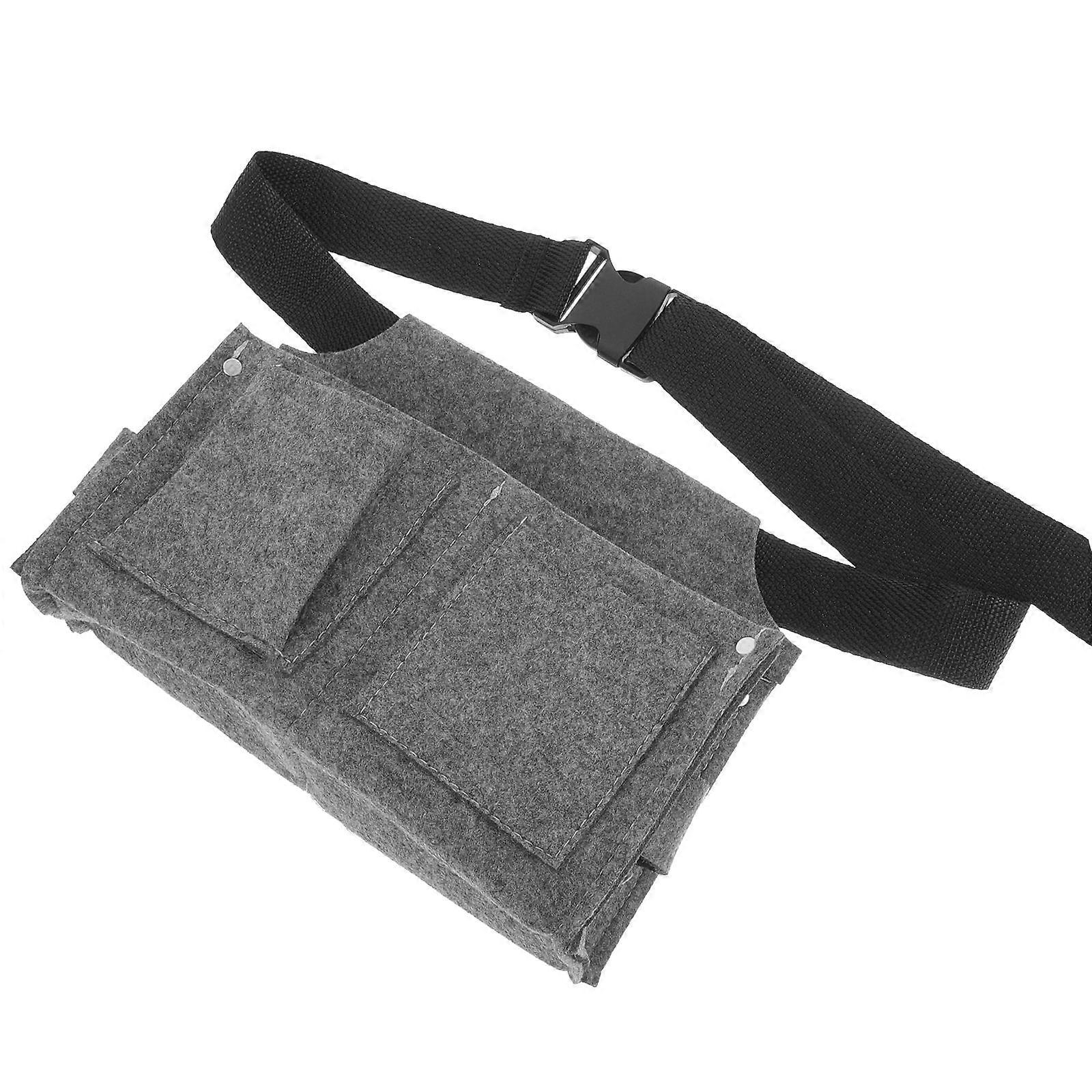 Durable Portable Tool Belt Pouch with Waist Belt – Heavy Duty Multi Pocket Organizer for Woodworking & Construction, Wear Resistant Felt Cloth, Grey