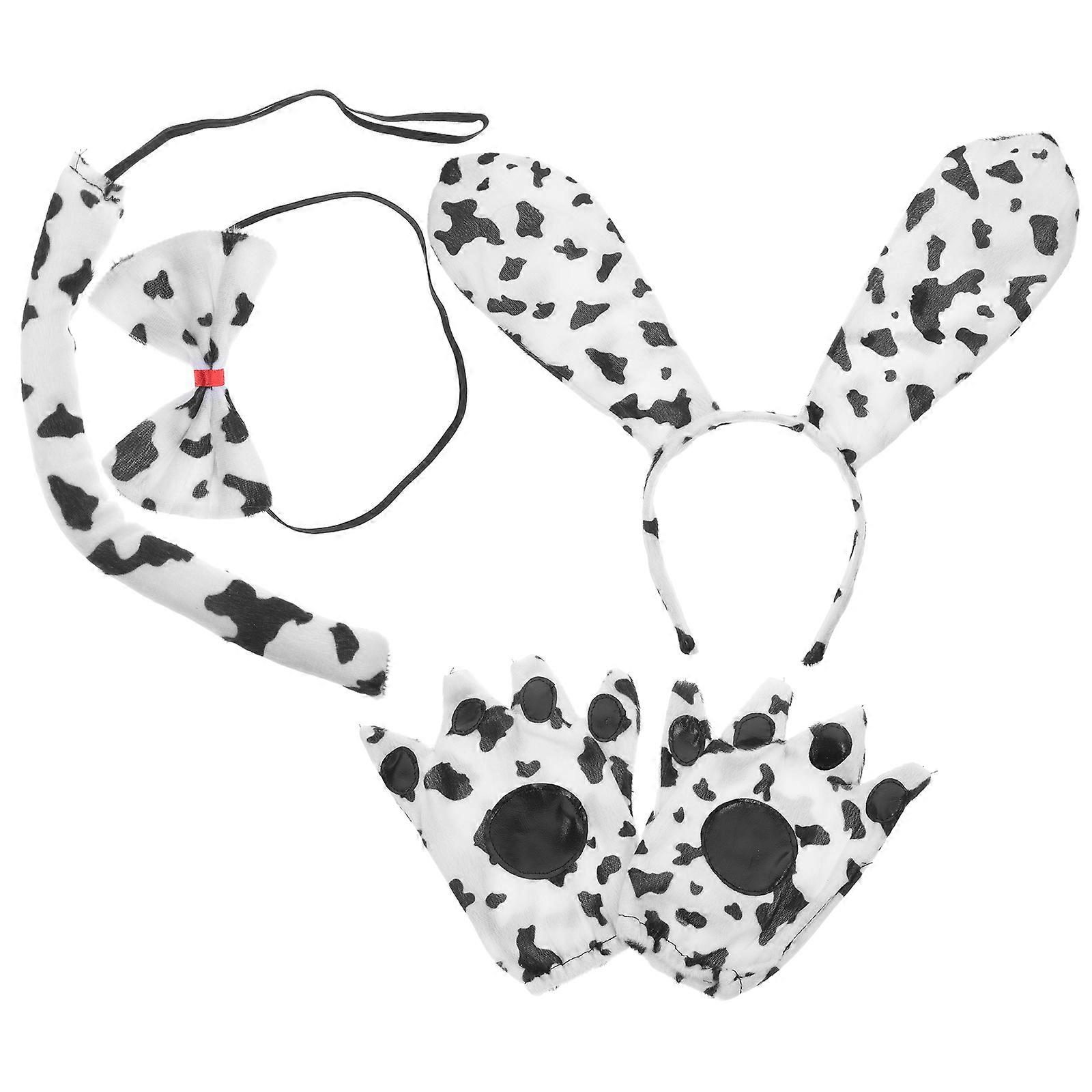 Adorable White Dog Ears Headband for Party Use Cloth Comfortable Cosplay Supplies Size 1 Set