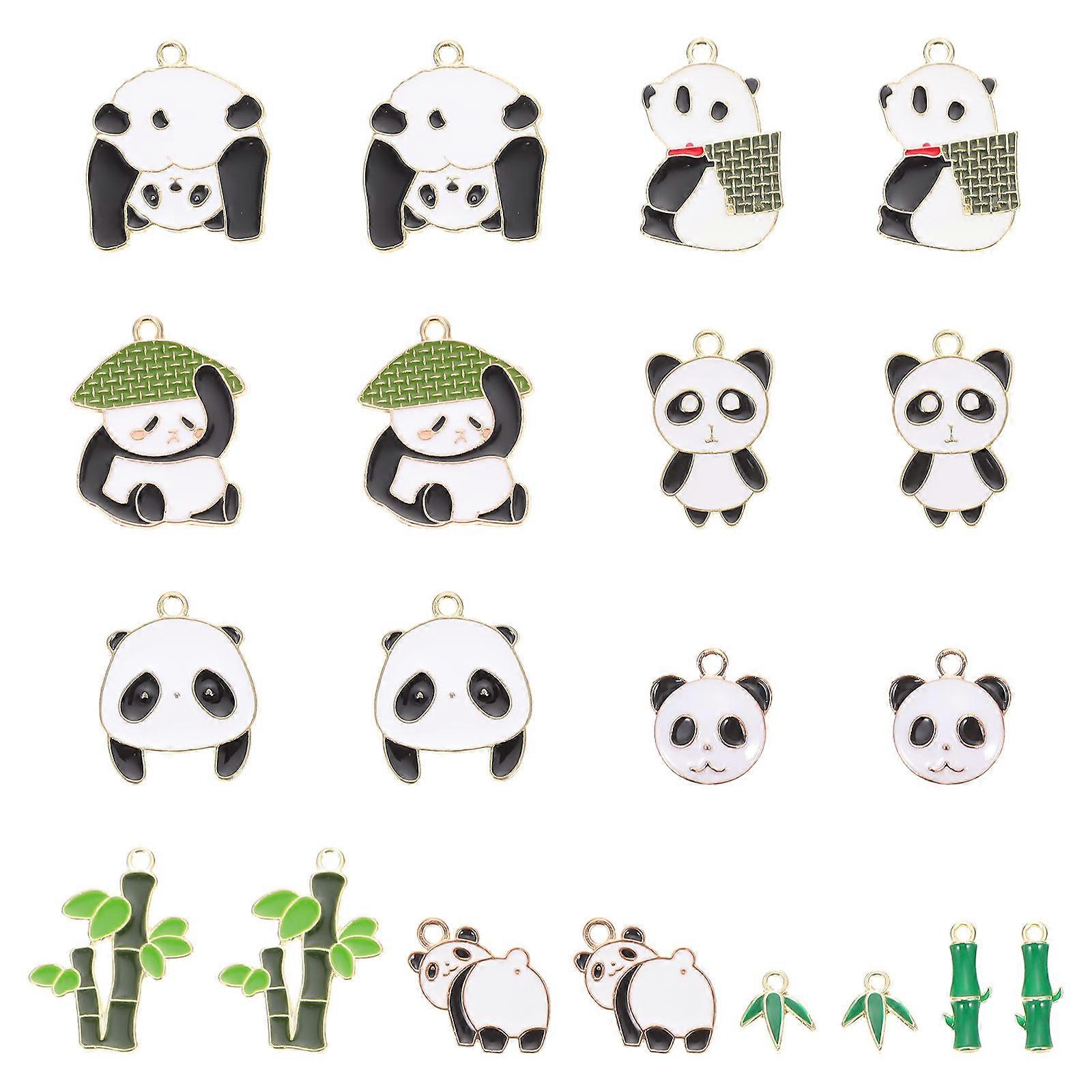 Alloy Panda Charms 20Pcs Cartoon Style DIY Decoration Multi Color For Keychains Earrings Bracelets