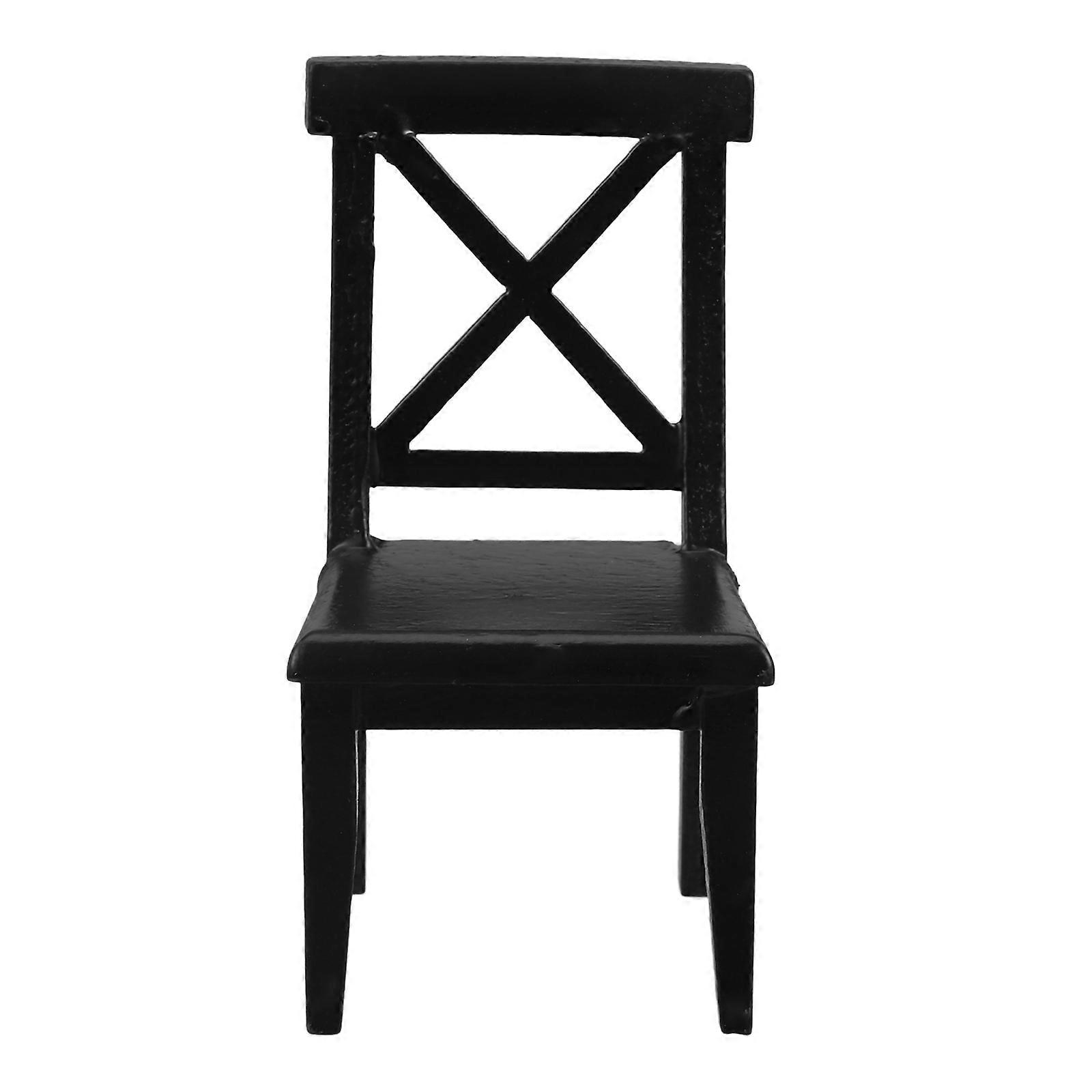 Realistic Miniature Toy Decorative Black Mini Chair Made of Birch for Decoration 3.5x2.5x4.2 inches