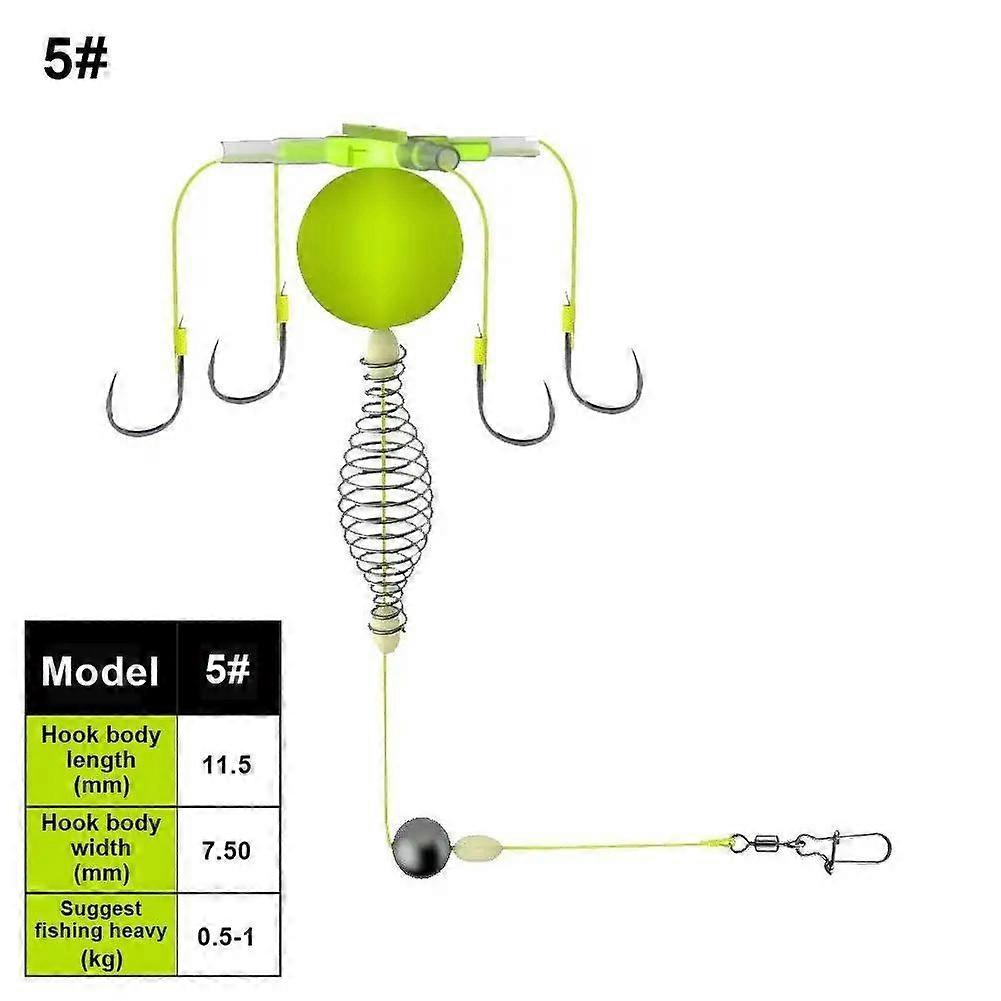 Fishing Feeder Line Set with 4 Hook and Float Baits Lure Cage Basket Trap Fishing Hook Anti Winding Baits Cage Float